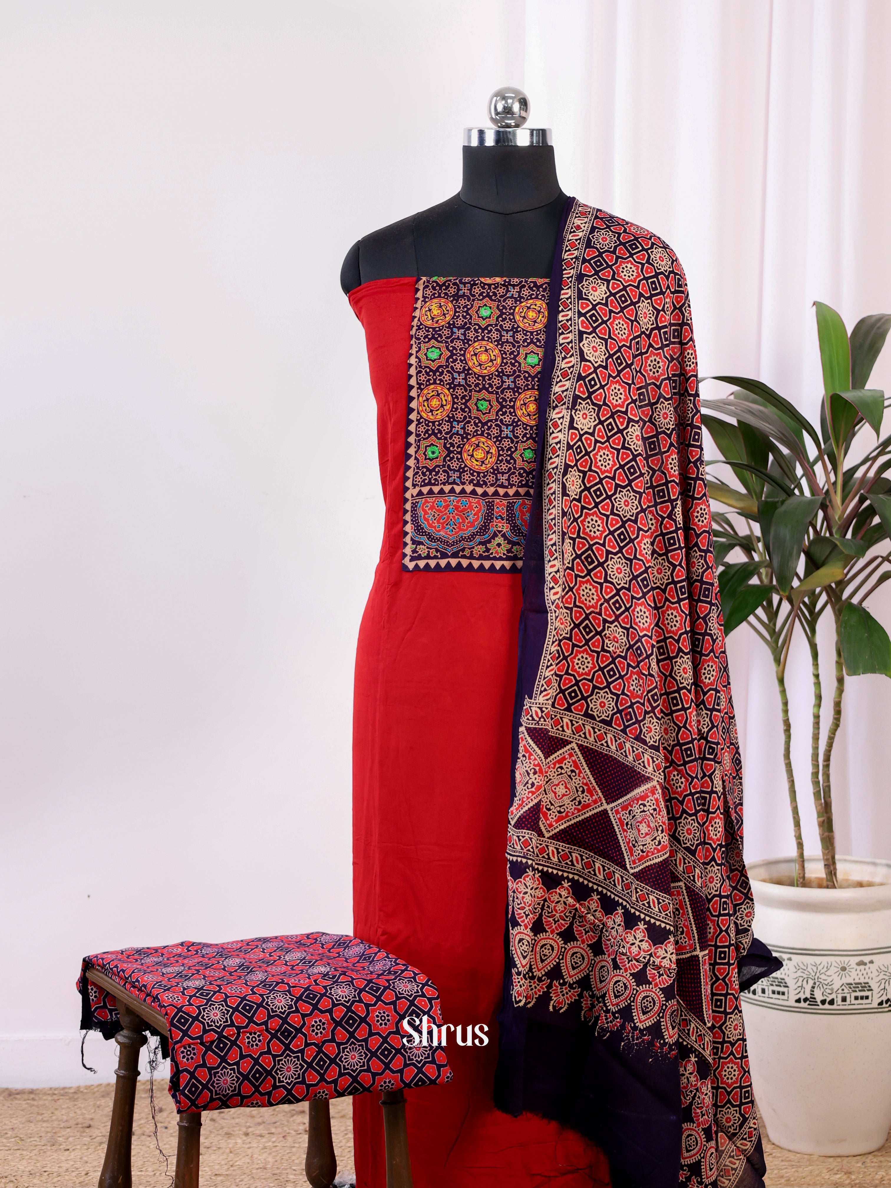 Red & Black - Ajrakh Salwar - Shop on Shrus.com
