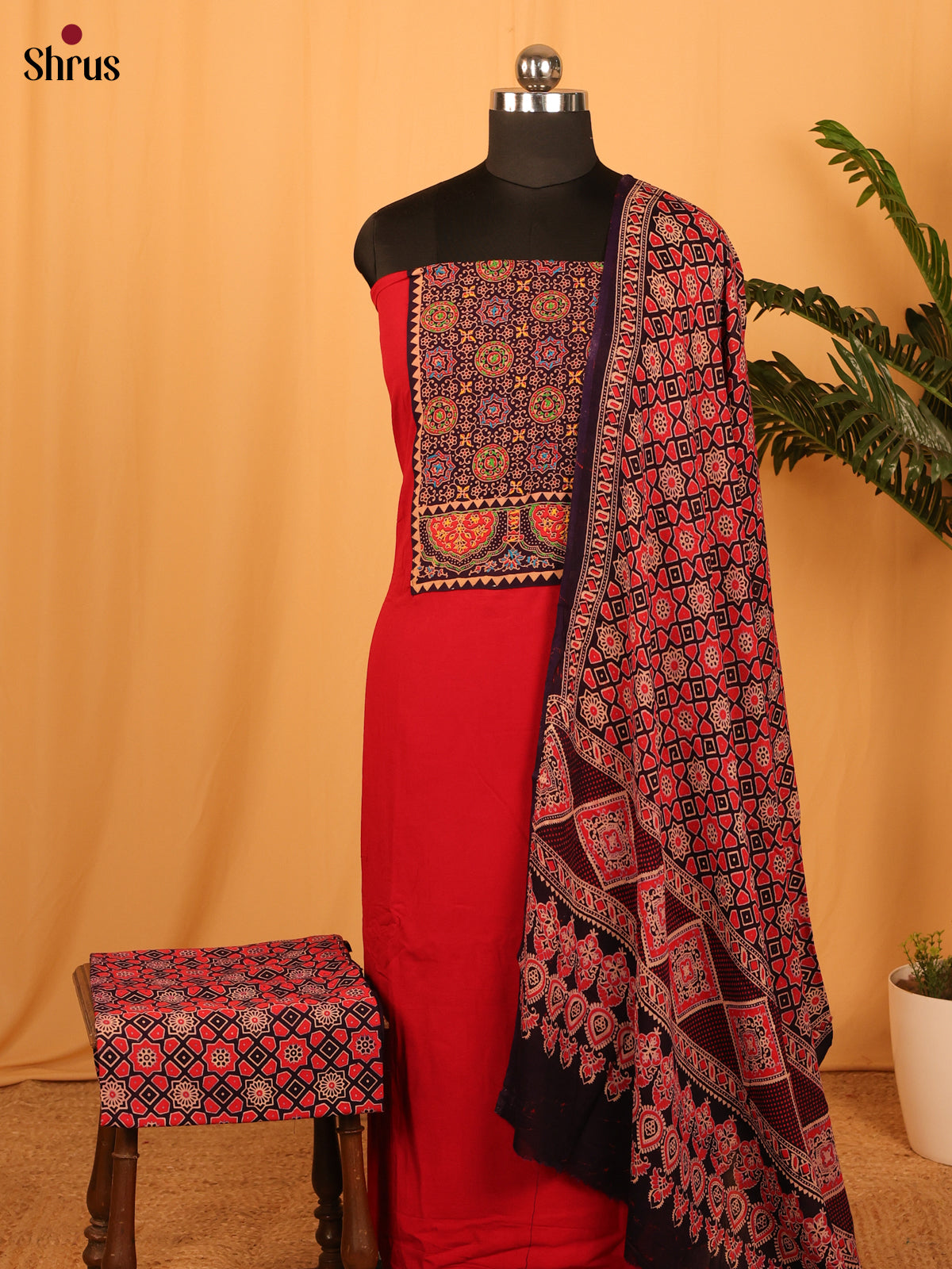 Red & Black- Ajrakh Salwar - Shop on Shrus.com