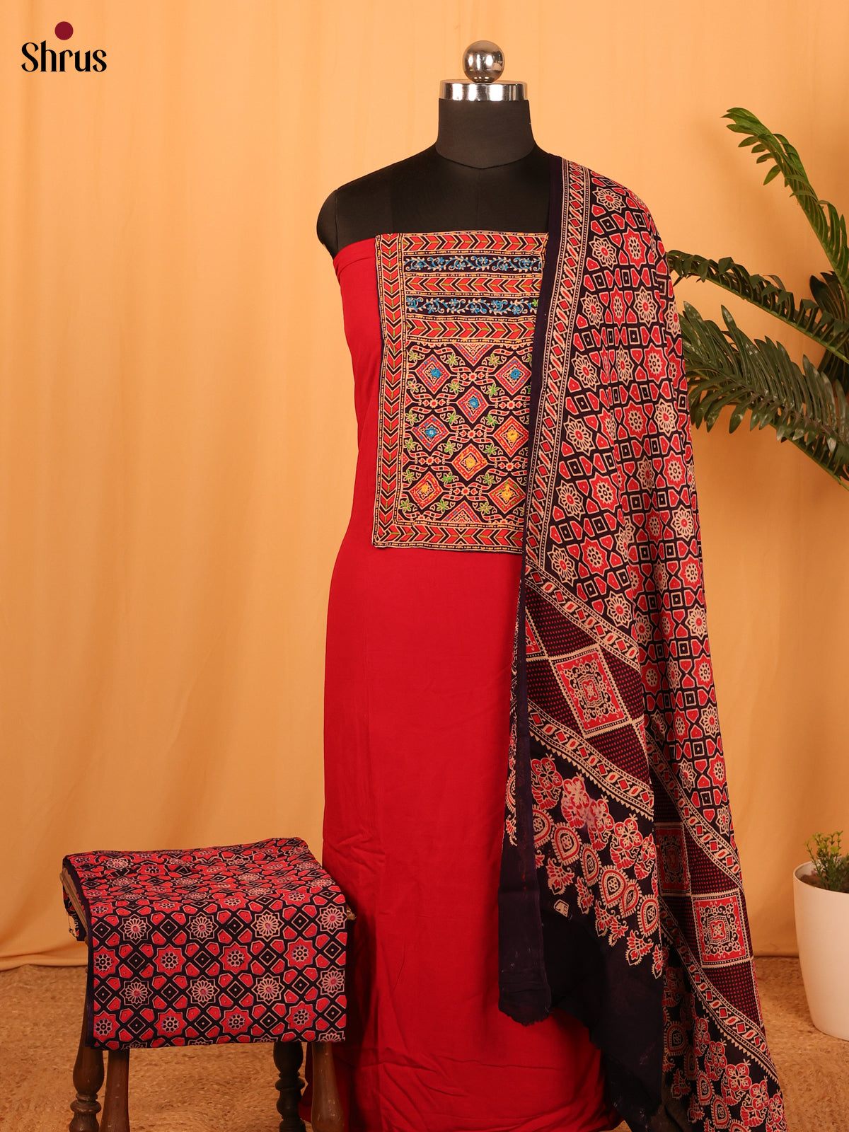 Red & Black - Ajrakh Salwar - Shop on Shrus.com