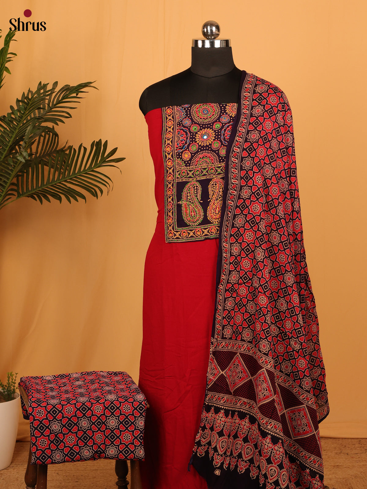 Red & Black - Ajrakh Salwar - Shop on Shrus.com