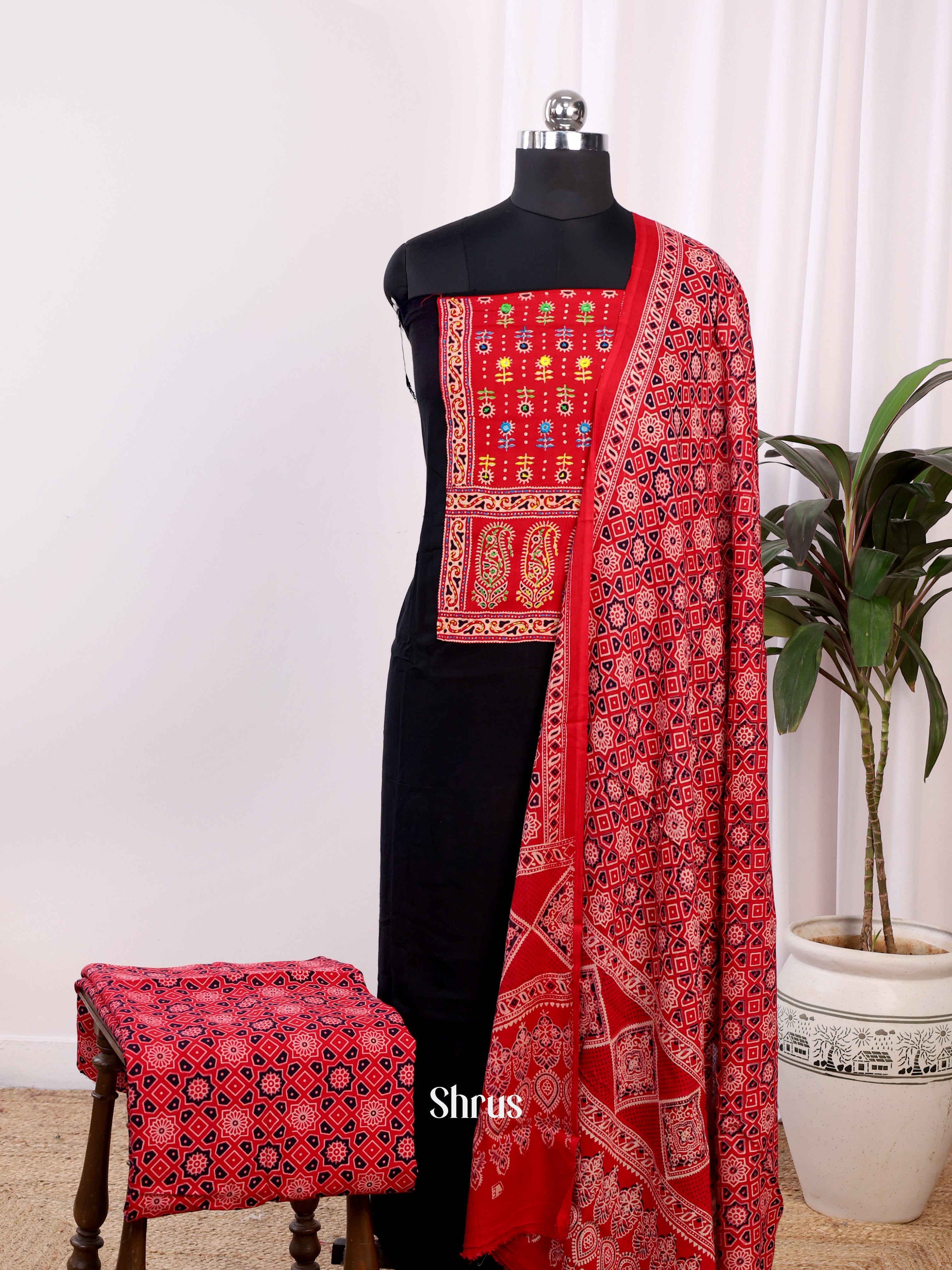 Black & Red - Ajrakh Salwar - Shop on Shrus.com