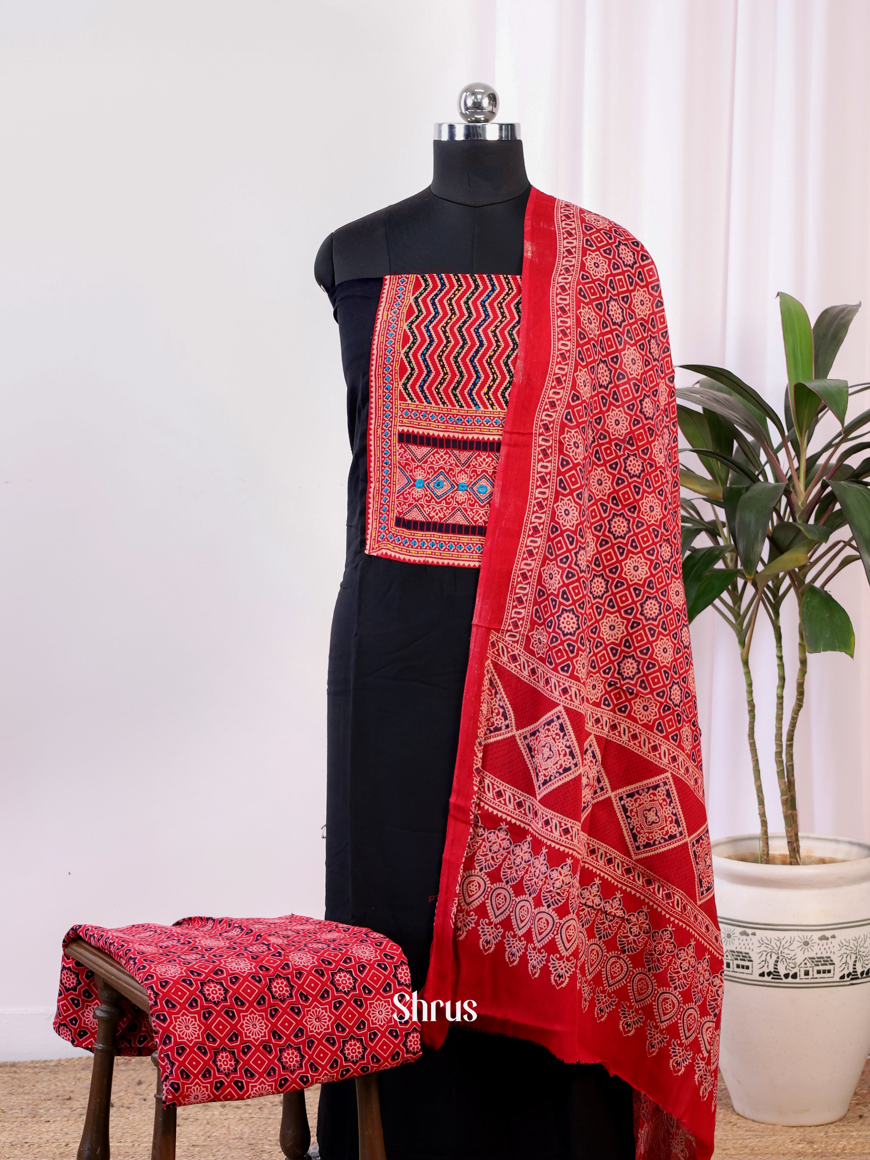 Black & Red - Ajrakh Salwar - Shop on Shrus.com
