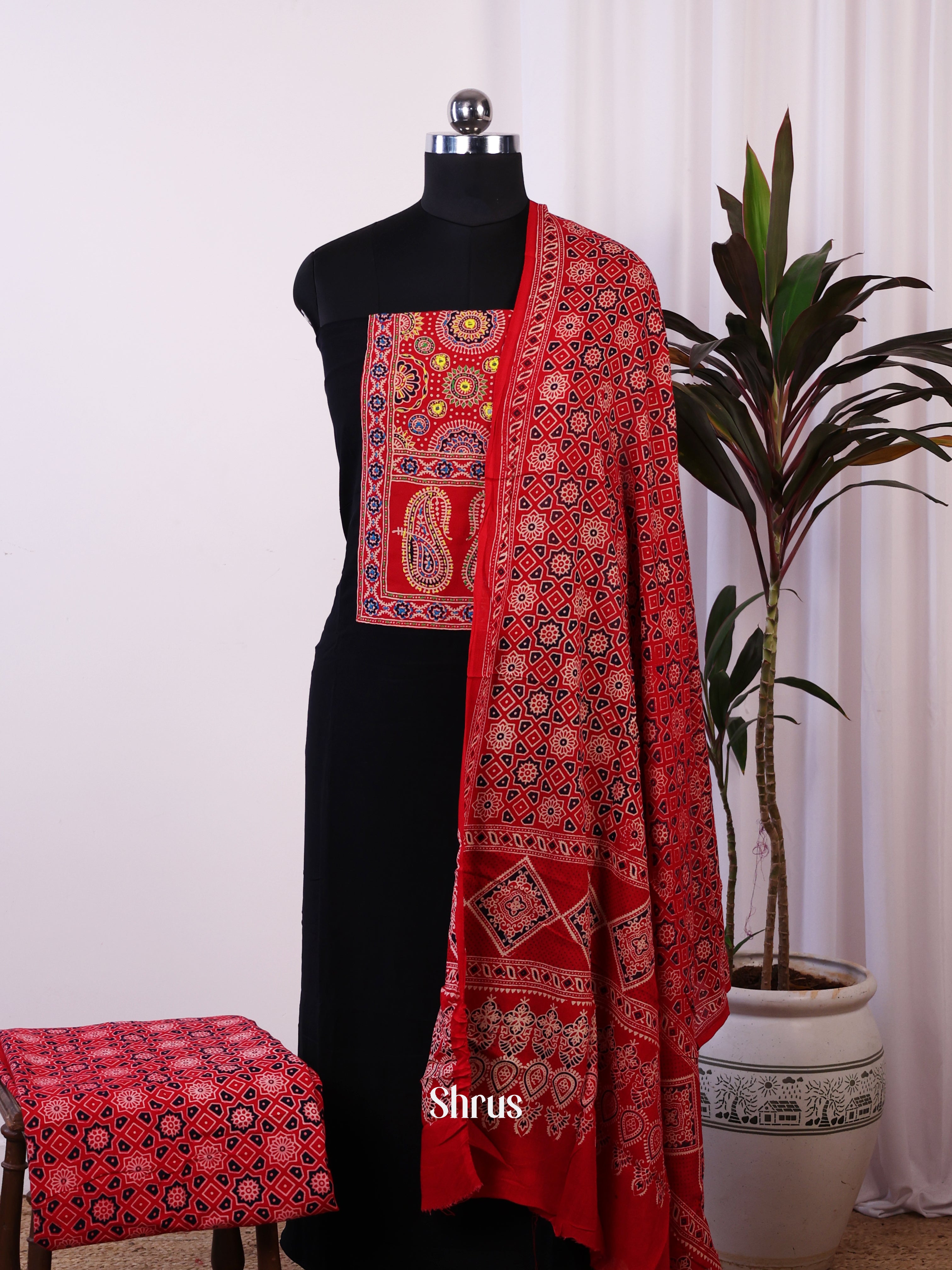 Black & Red - Ajrakh Salwar - Shop on Shrus.com