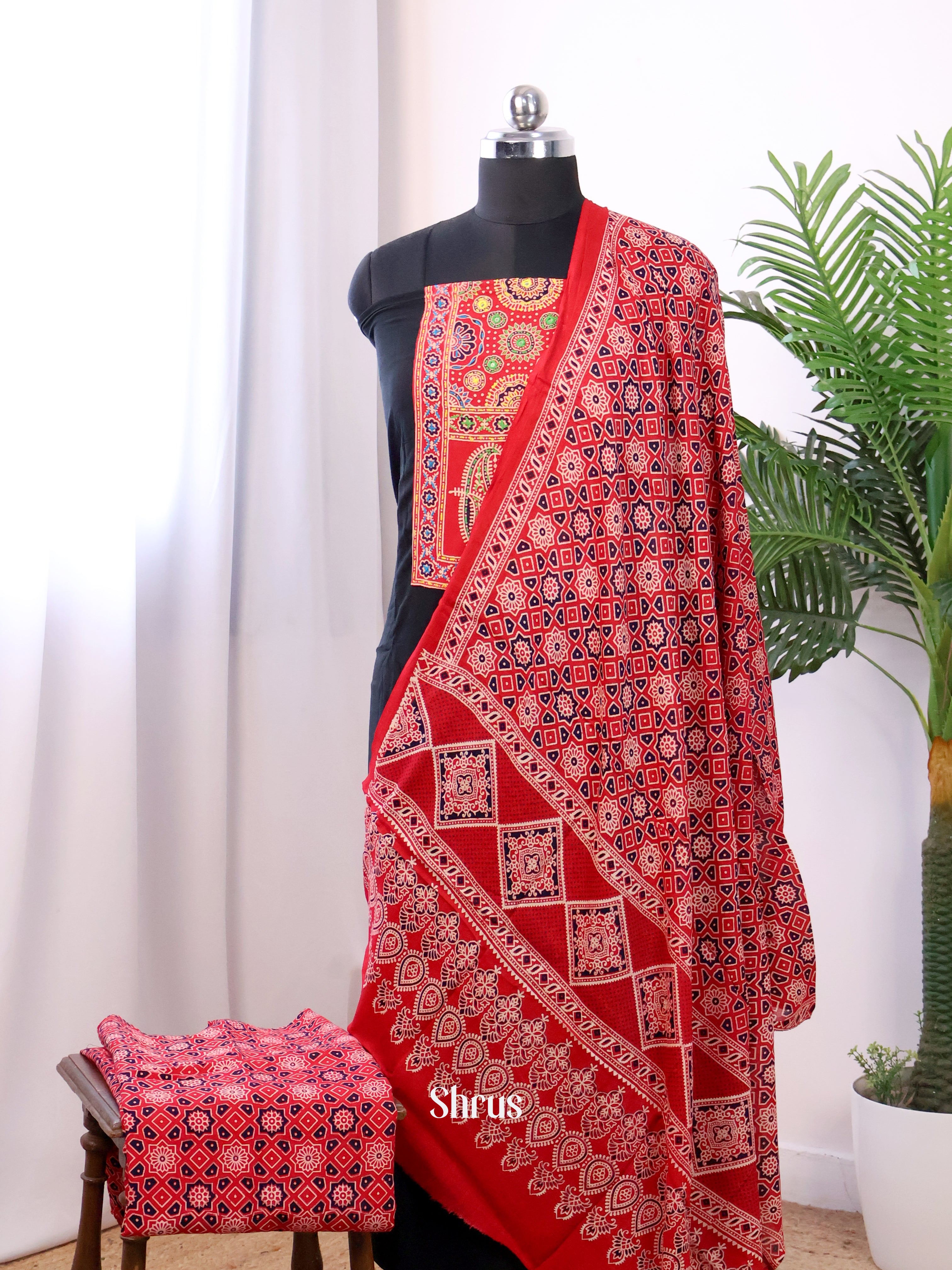 Black & Red - Ajrakh Salwar - Shop on Shrus.com