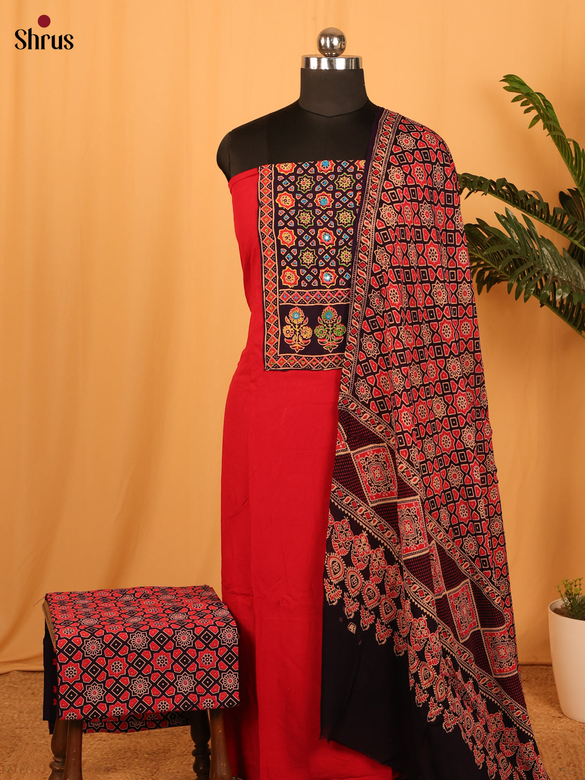 Red & Black - Ajrakh Salwar - Shop on Shrus.com