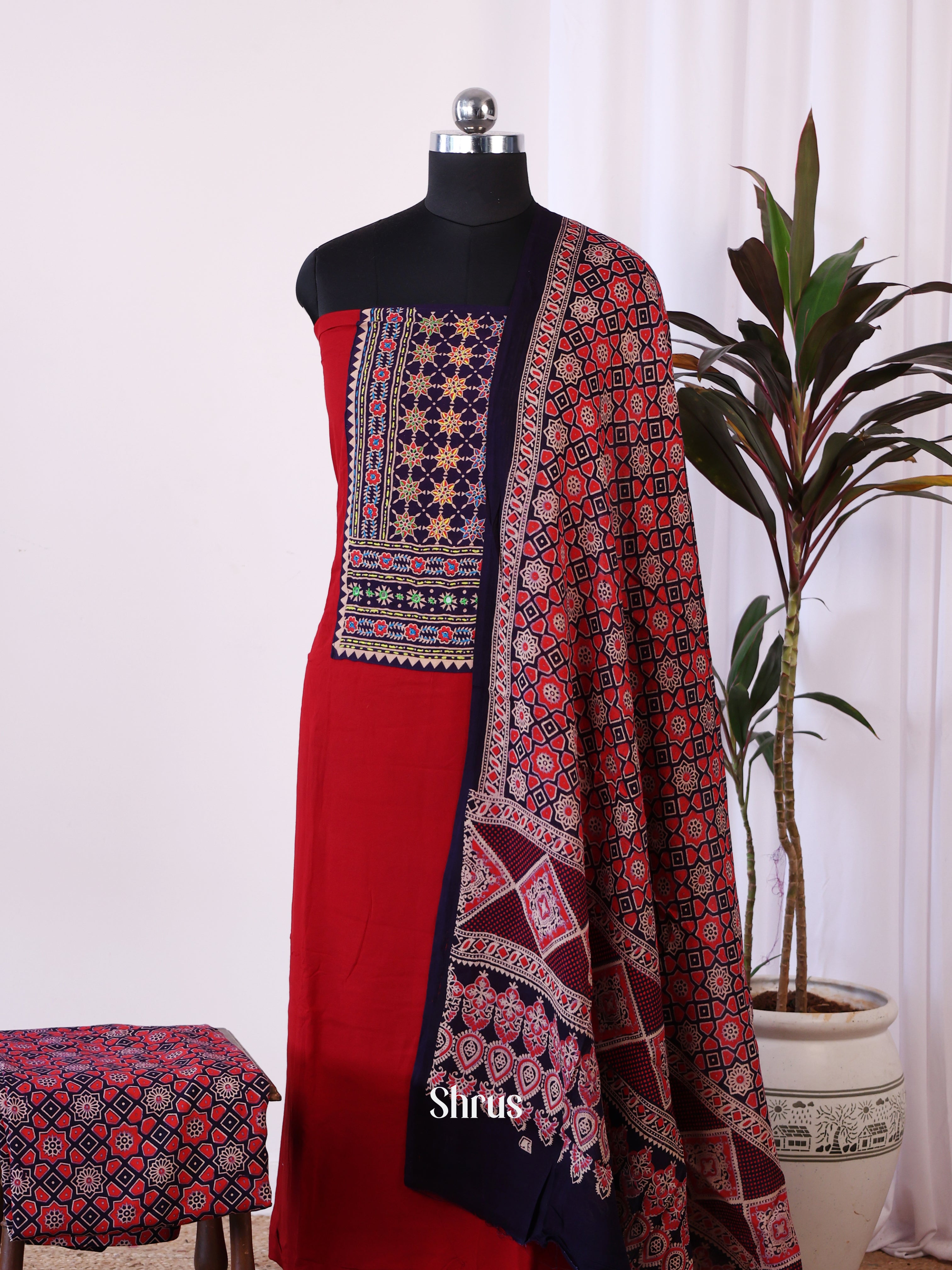 Red & Black - Ajrakh Salwar - Shop on Shrus.com