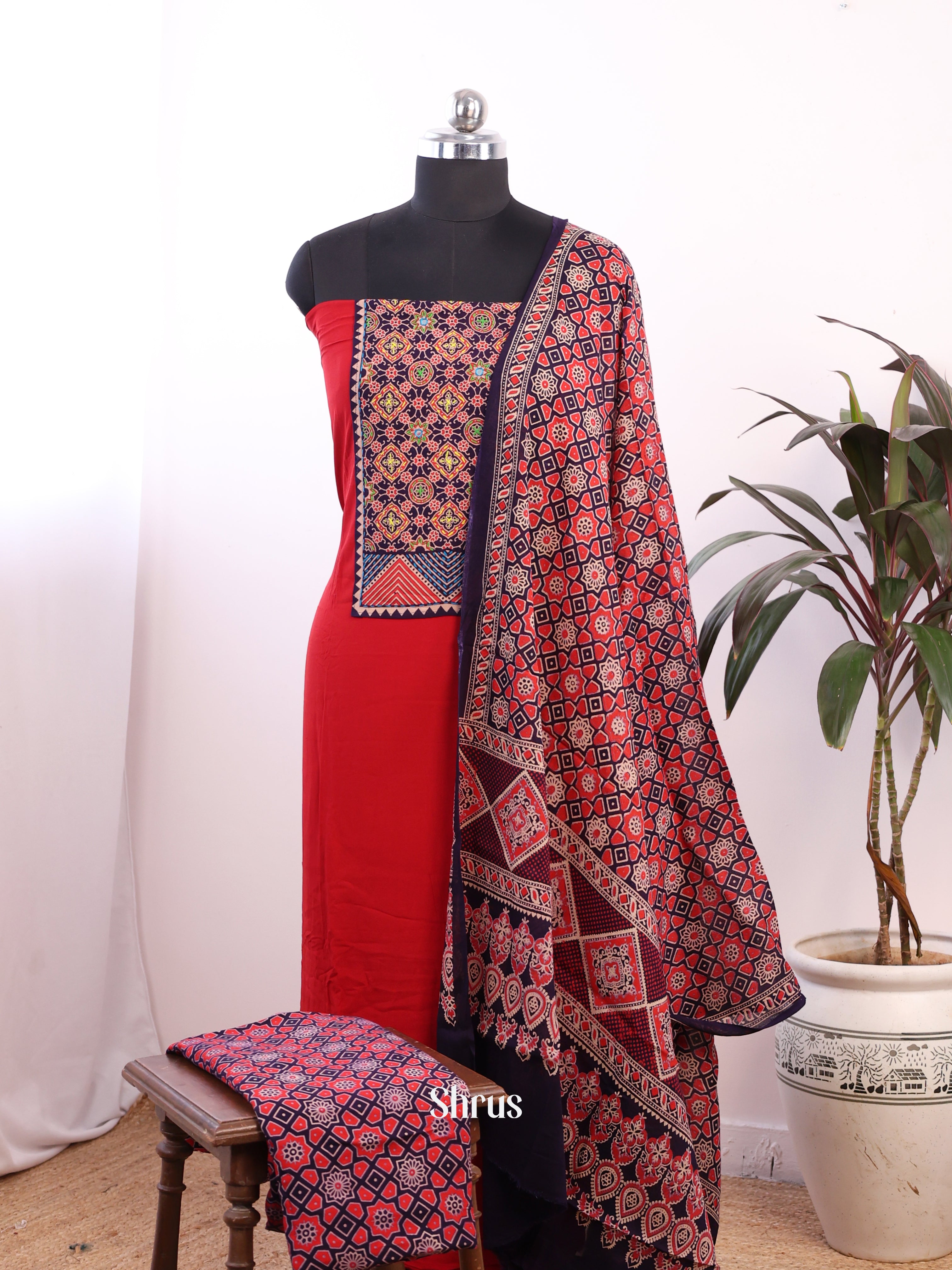 Red & Black - Ajrakh Salwar - Shop on Shrus.com