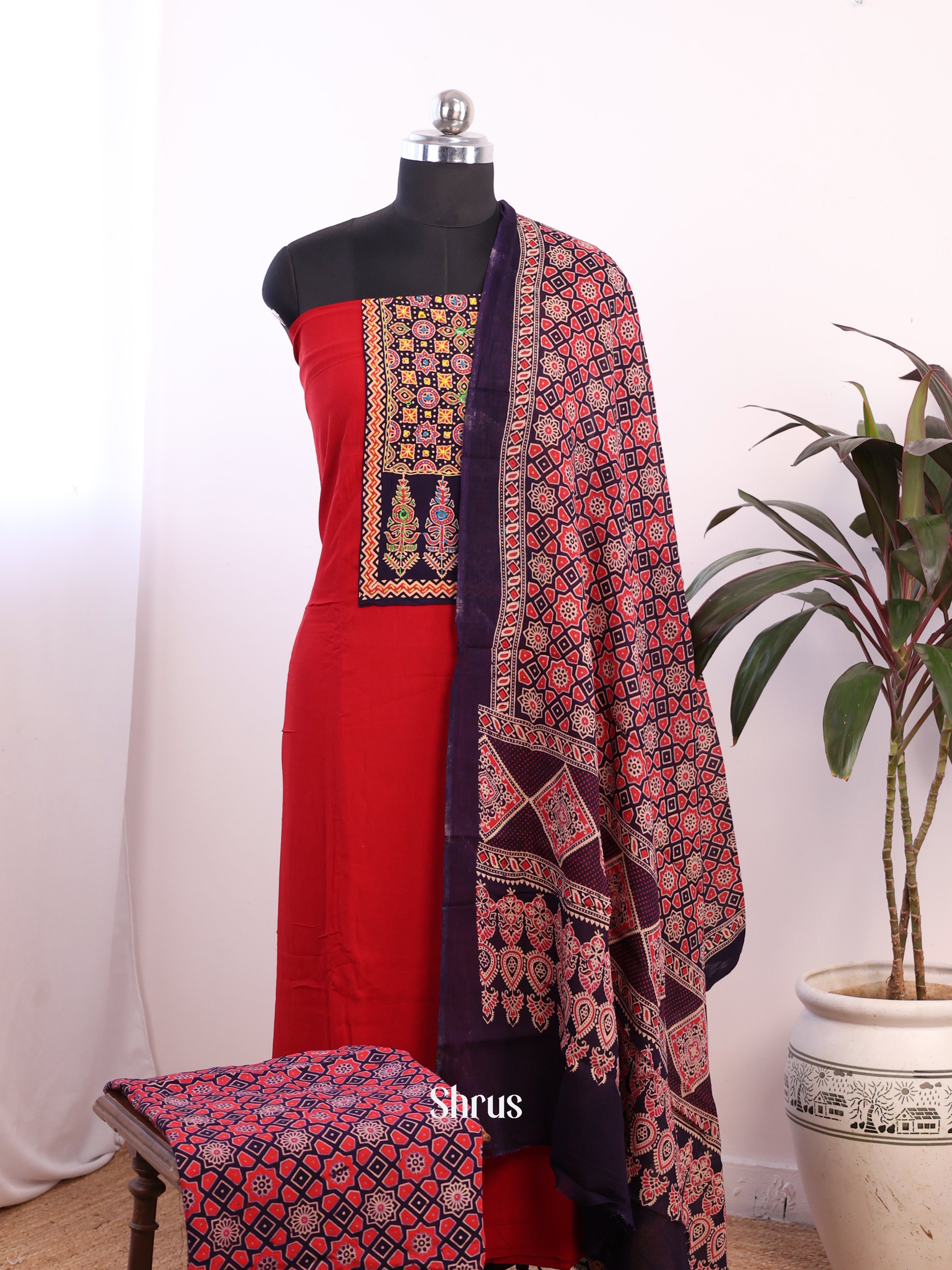 Red & Black - Ajrakh Salwar - Shop on Shrus.com