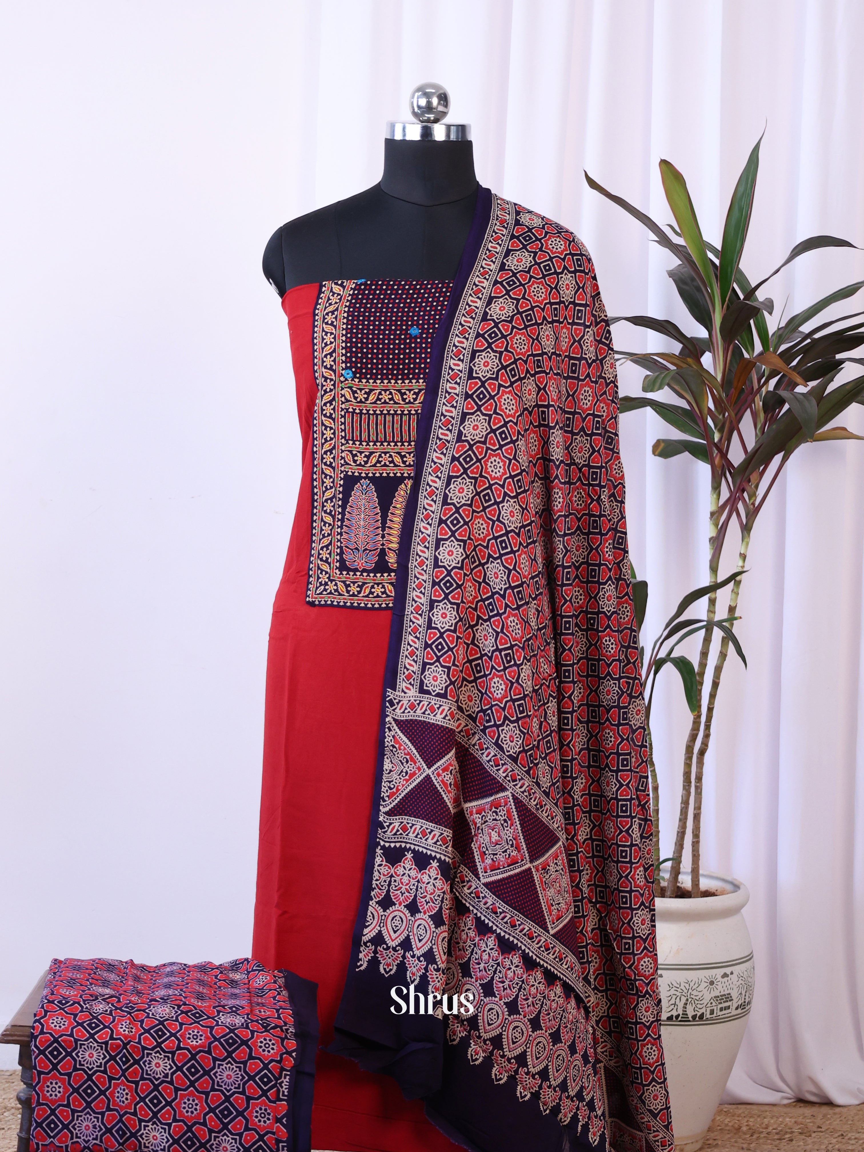 Red & Black - Ajrakh Salwar - Shop on Shrus.com