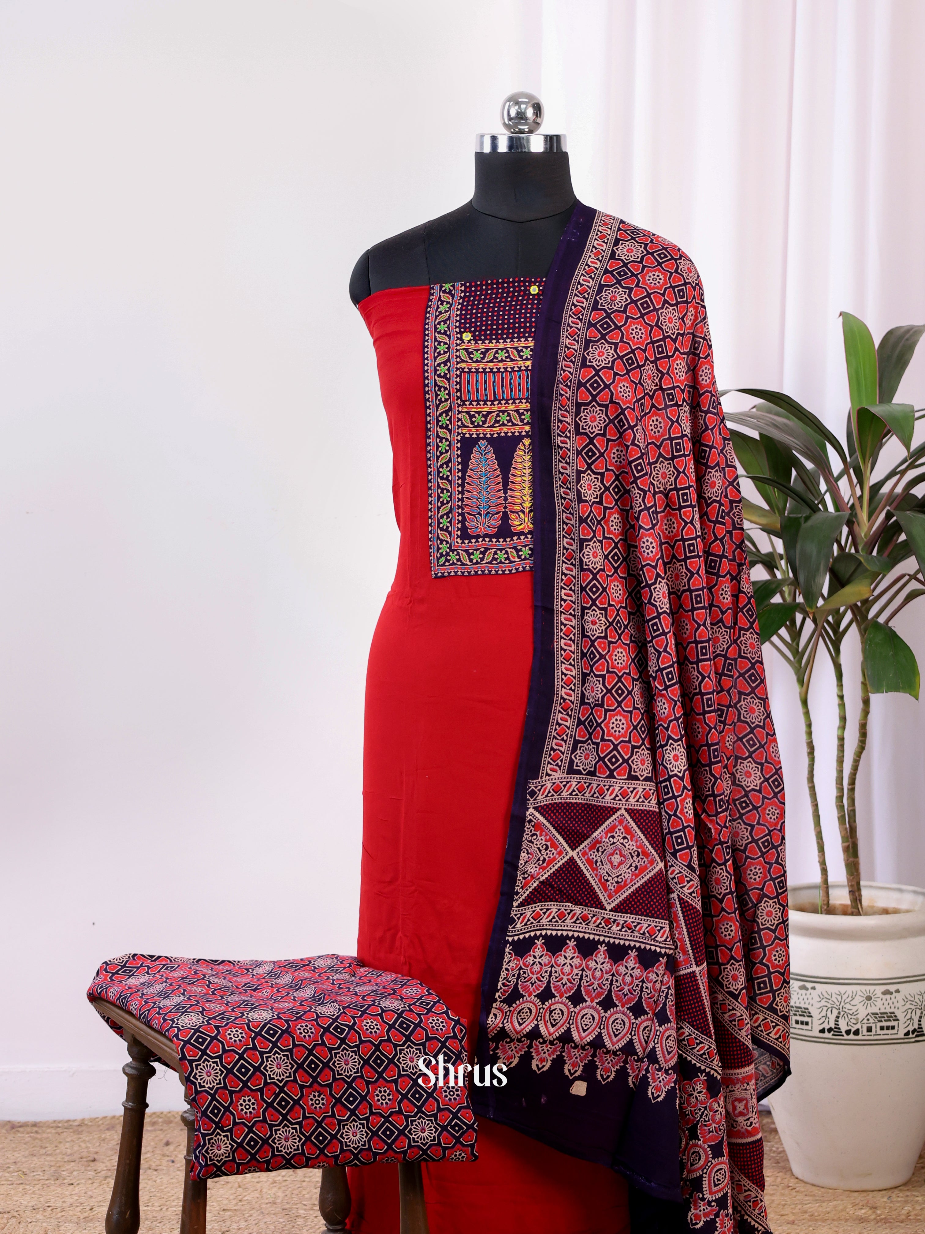 Red & Black - Ajrakh Salwar - Shop on Shrus.com