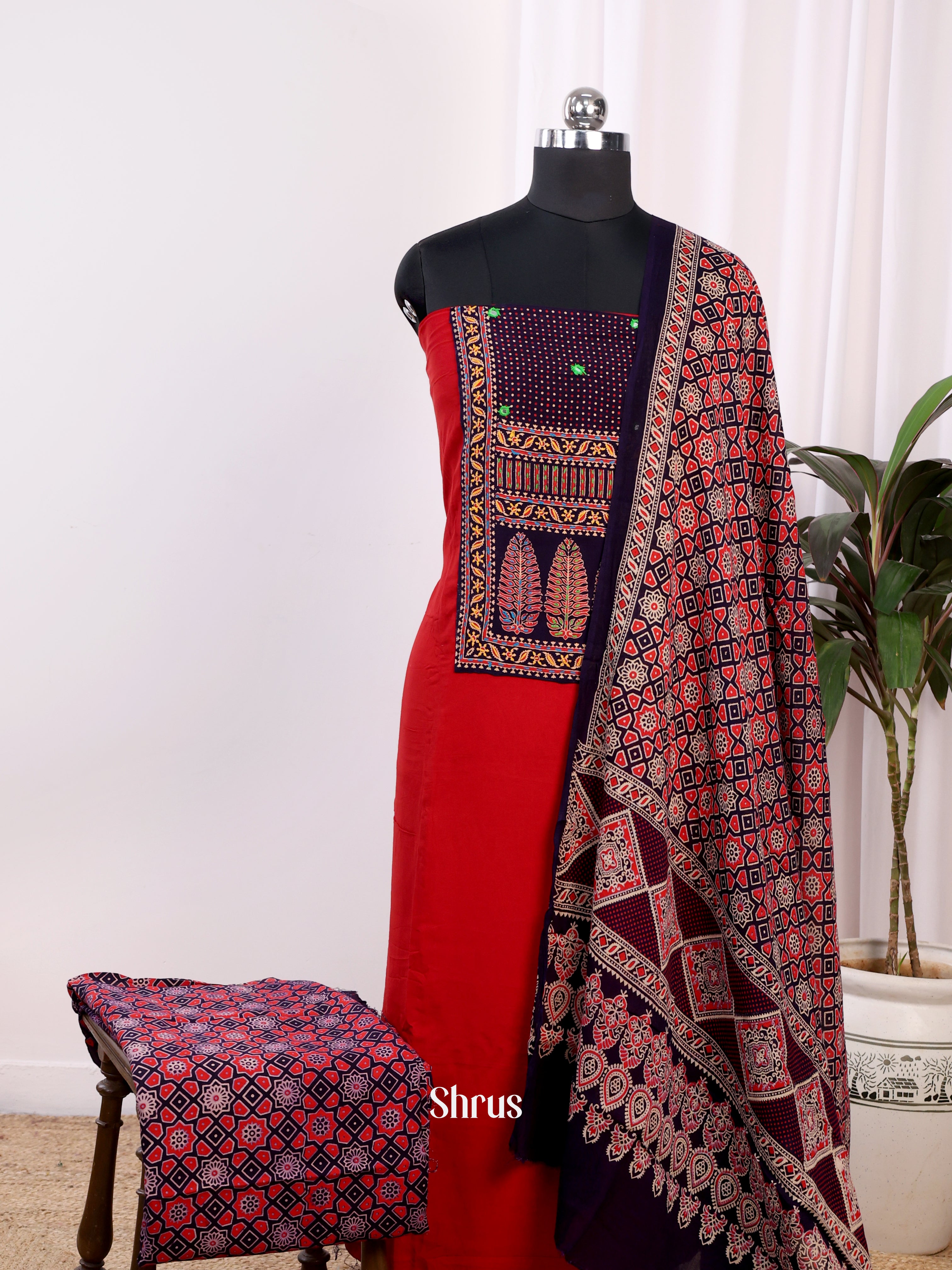 Red & Black - Ajrakh Salwar - Shop on Shrus.com