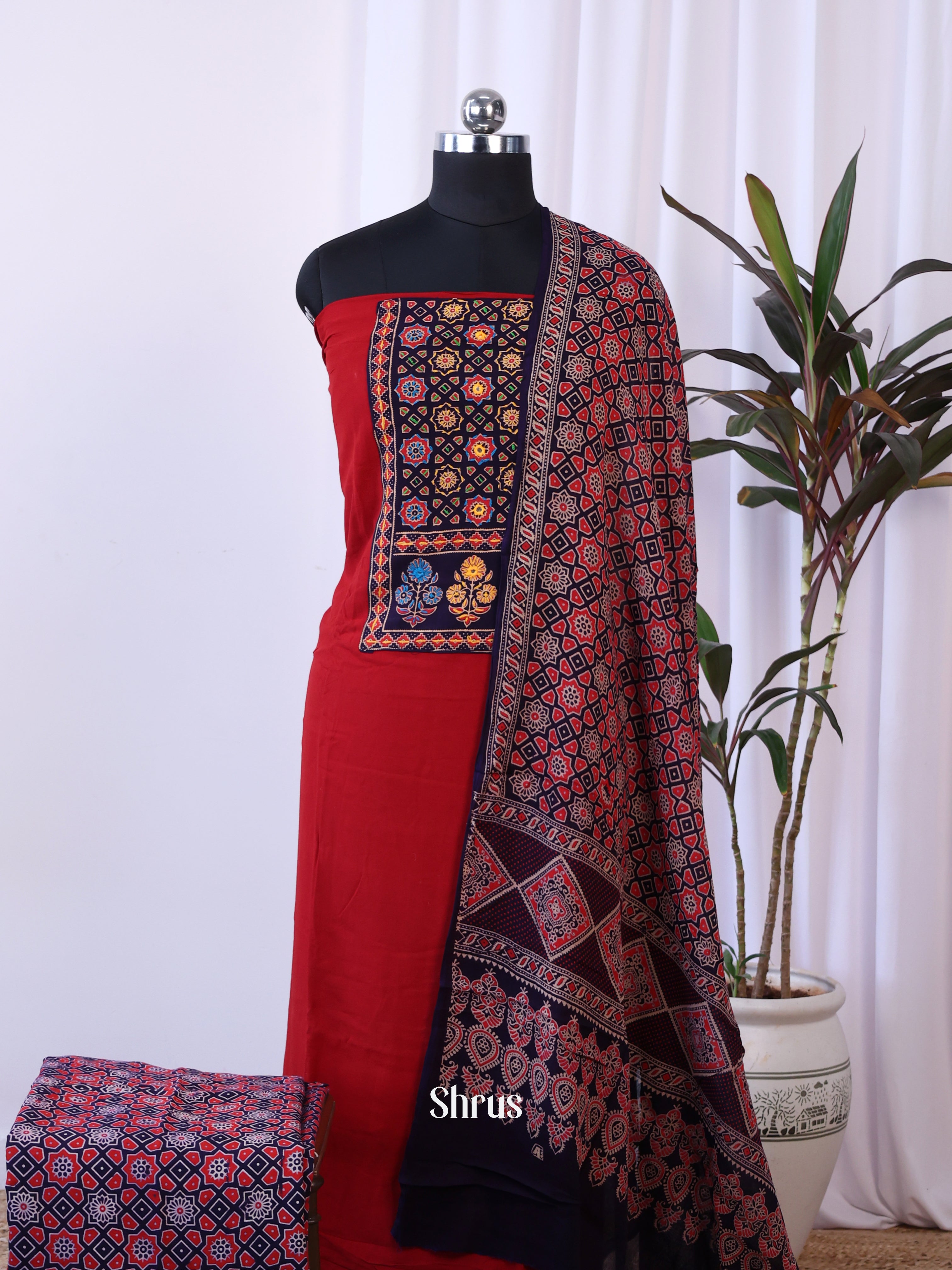 Red & Black - Ajrakh Salwar - Shop on Shrus.com