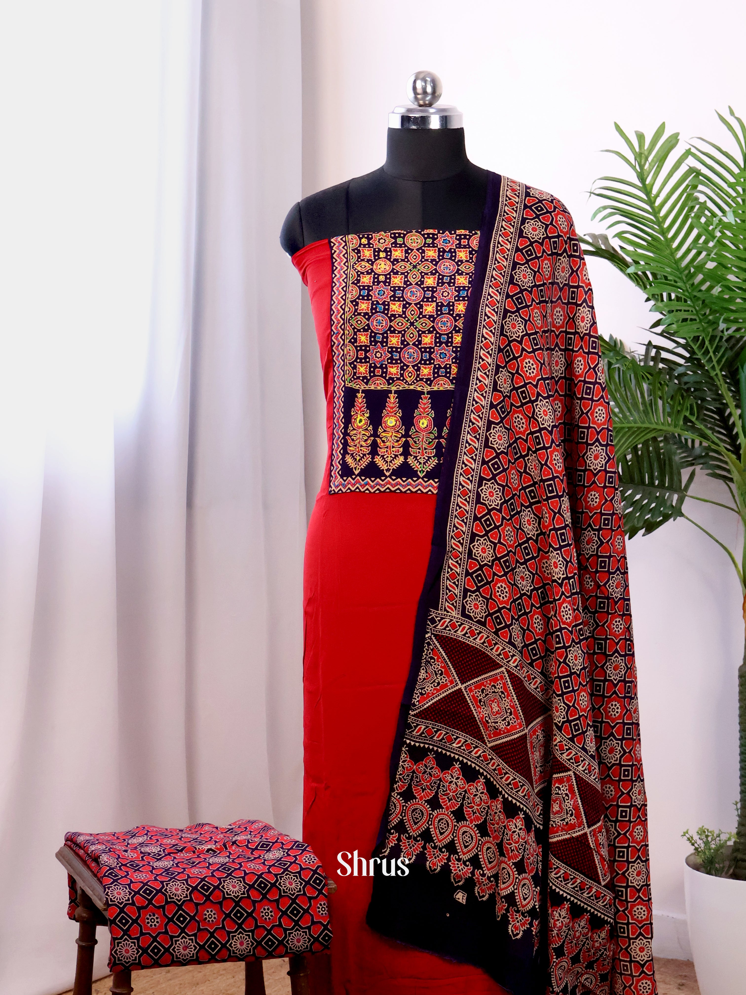 Red & Black - Ajrakh Salwar - Shop on Shrus.com
