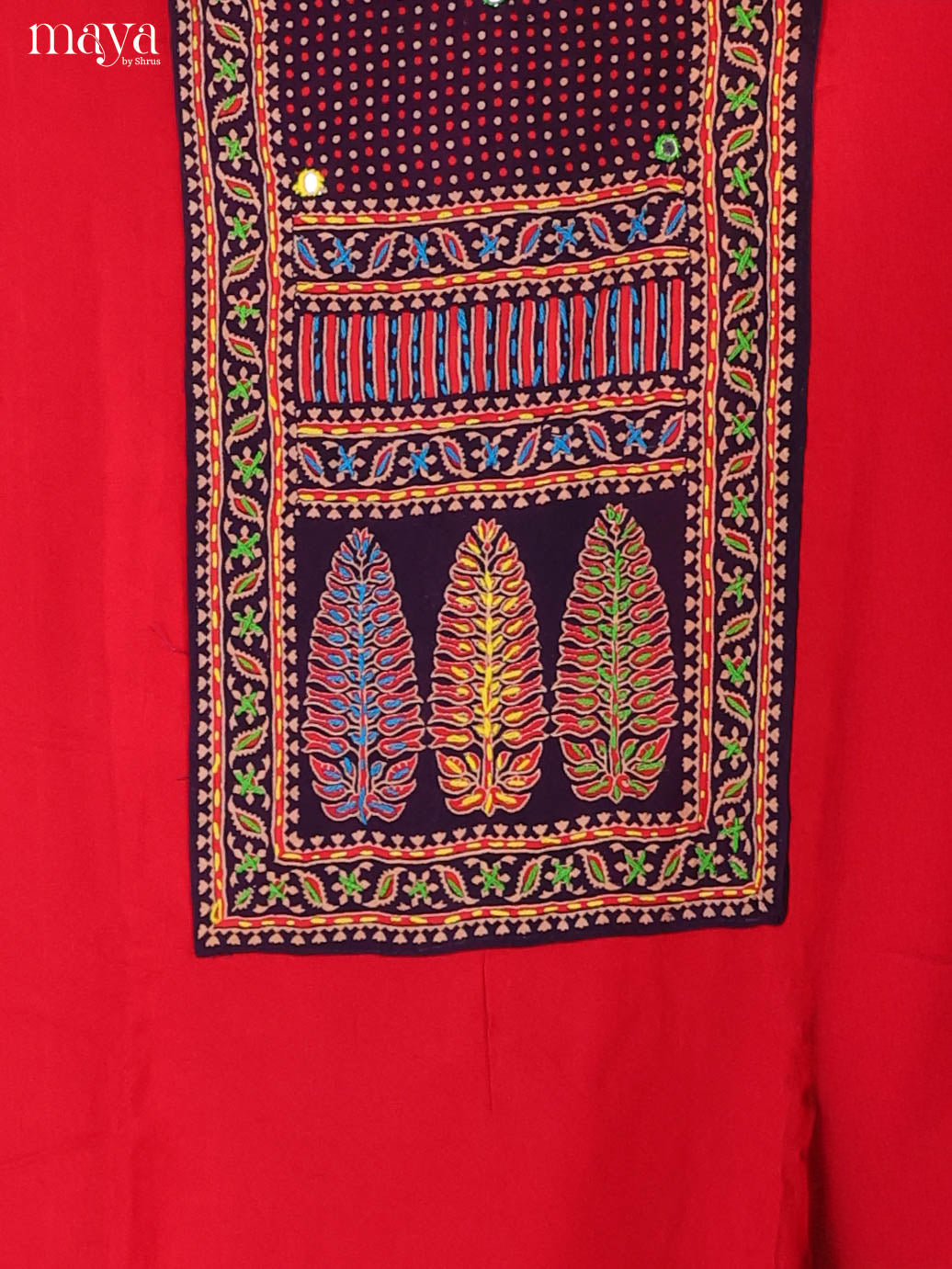 Black & Red- Ajrakh Salwar suit Top Bottom & Dupatta - CJS07197 - Shop on Shrus.com