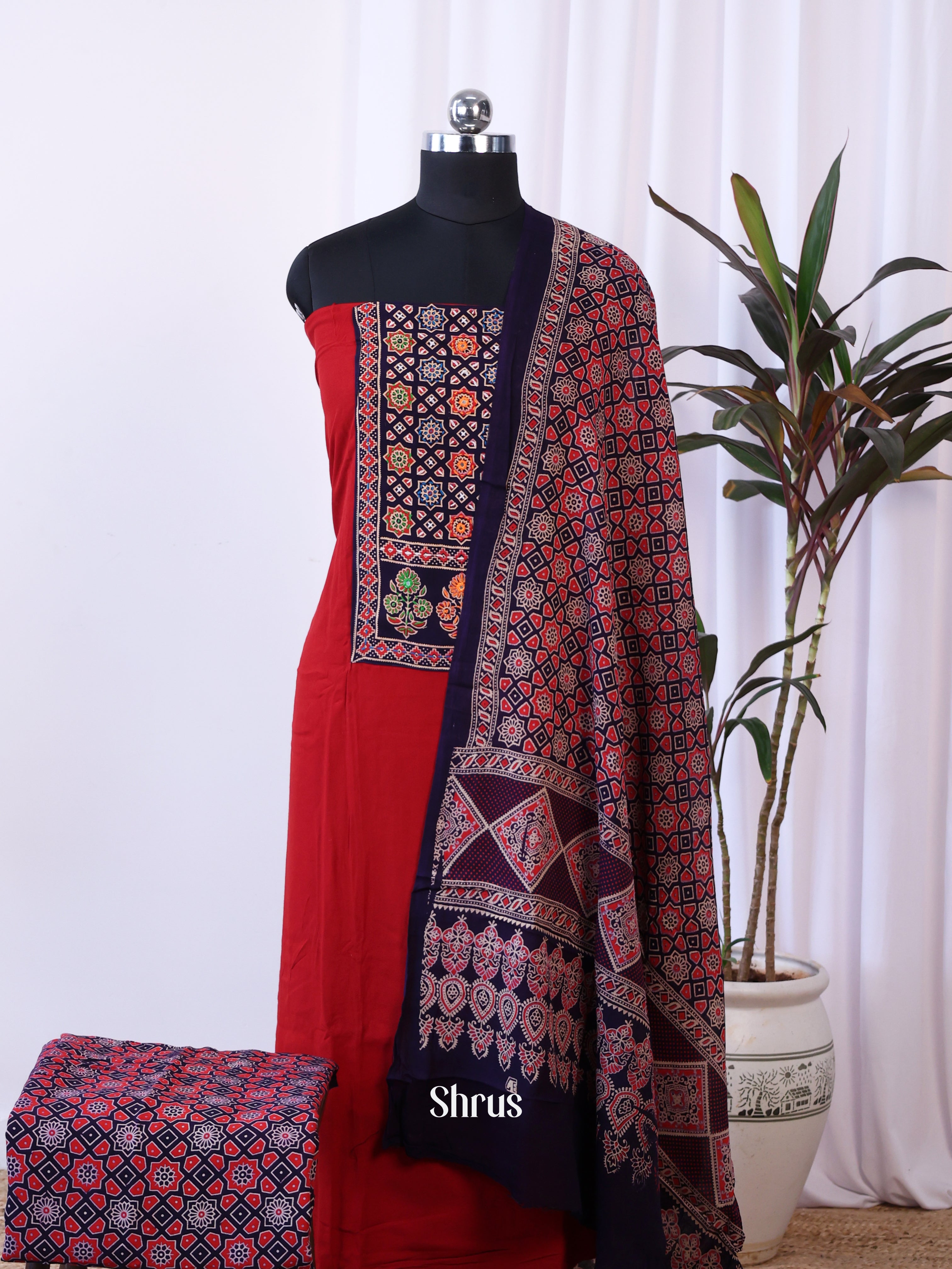 Red & Black - Ajrakh Salwar - Shop on Shrus.com
