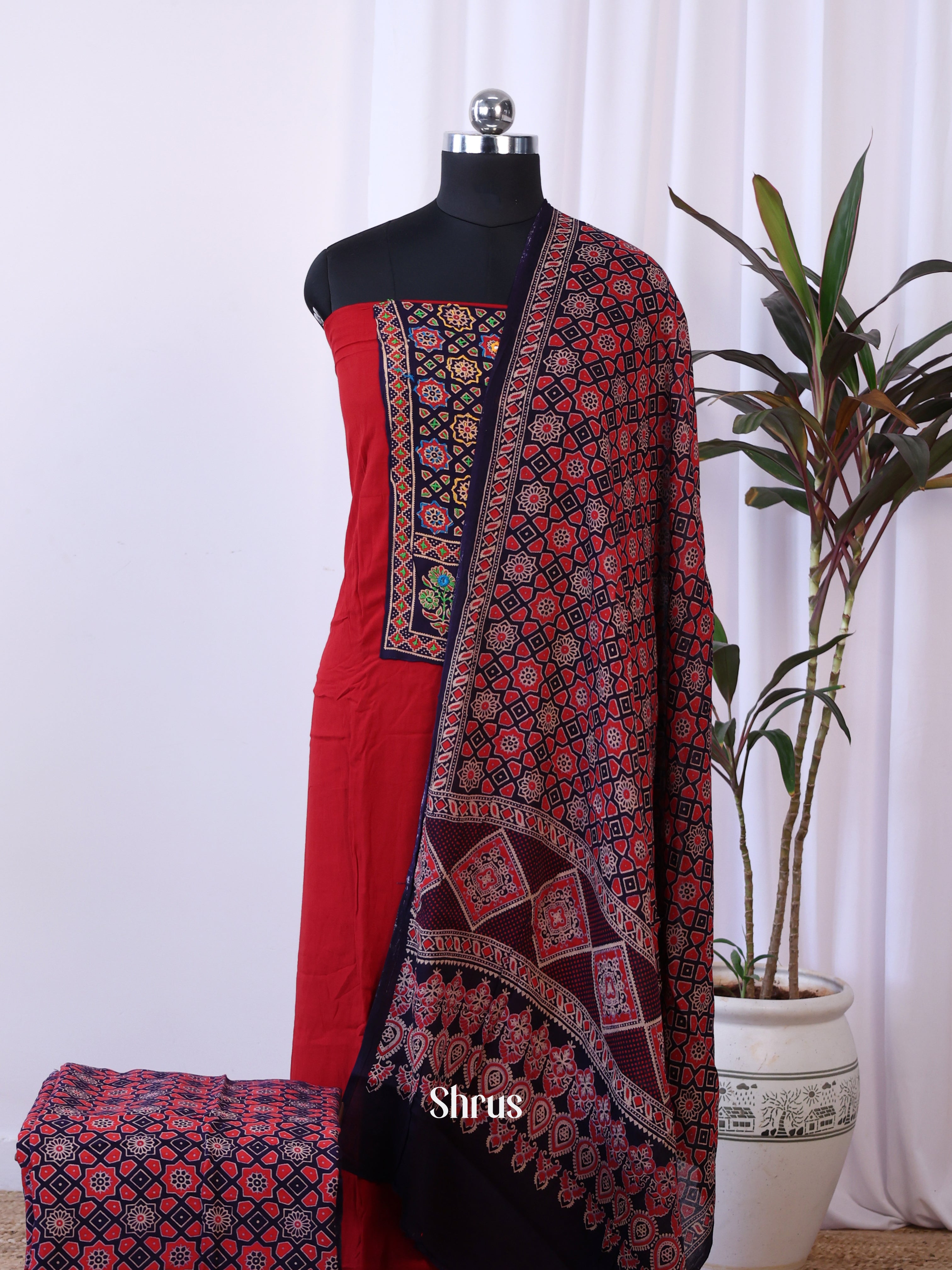Red & Black - Ajrakh Salwar - Shop on Shrus.com
