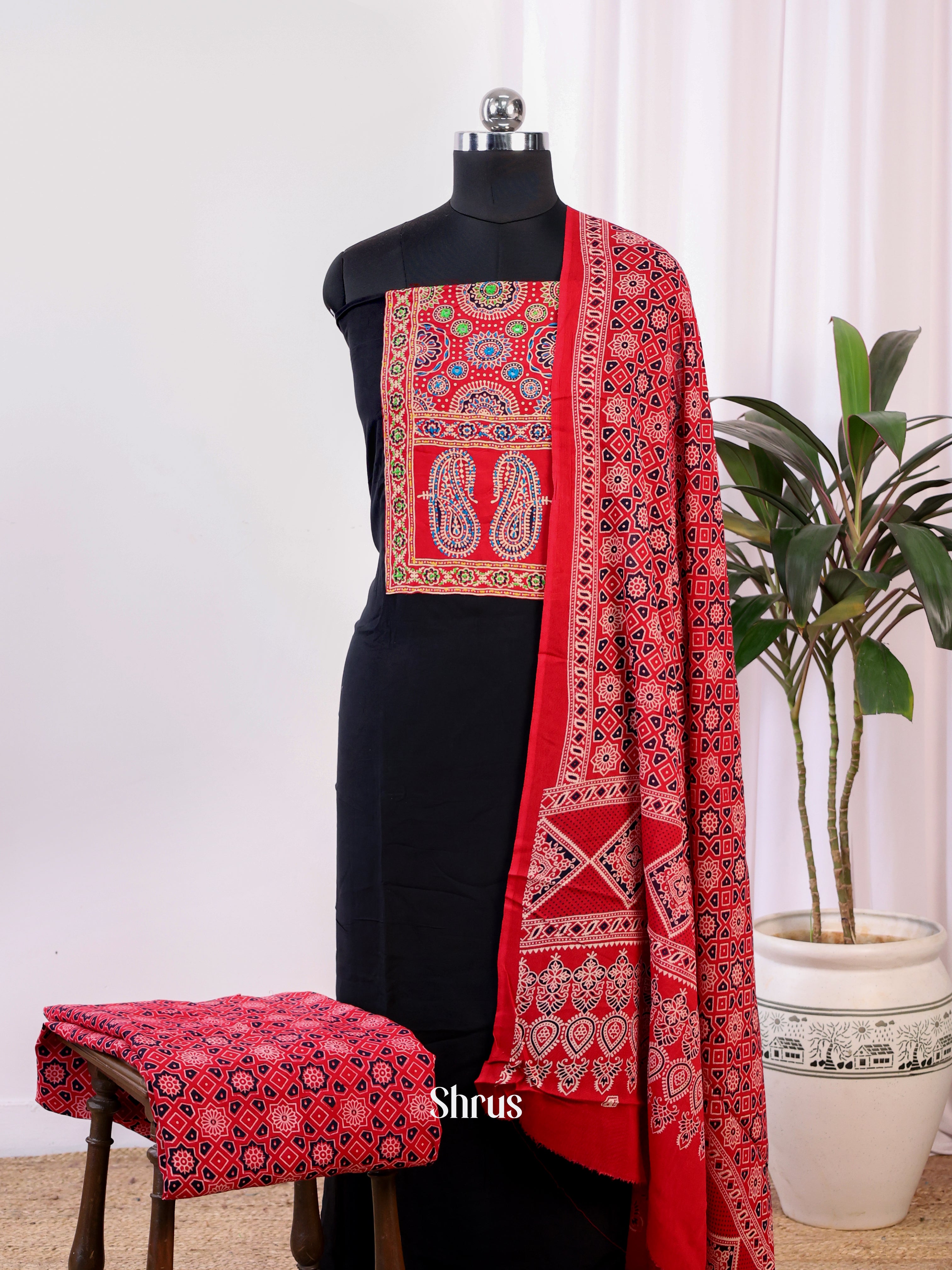 Black & Red - Ajrakh Salwar - Shop on Shrus.com