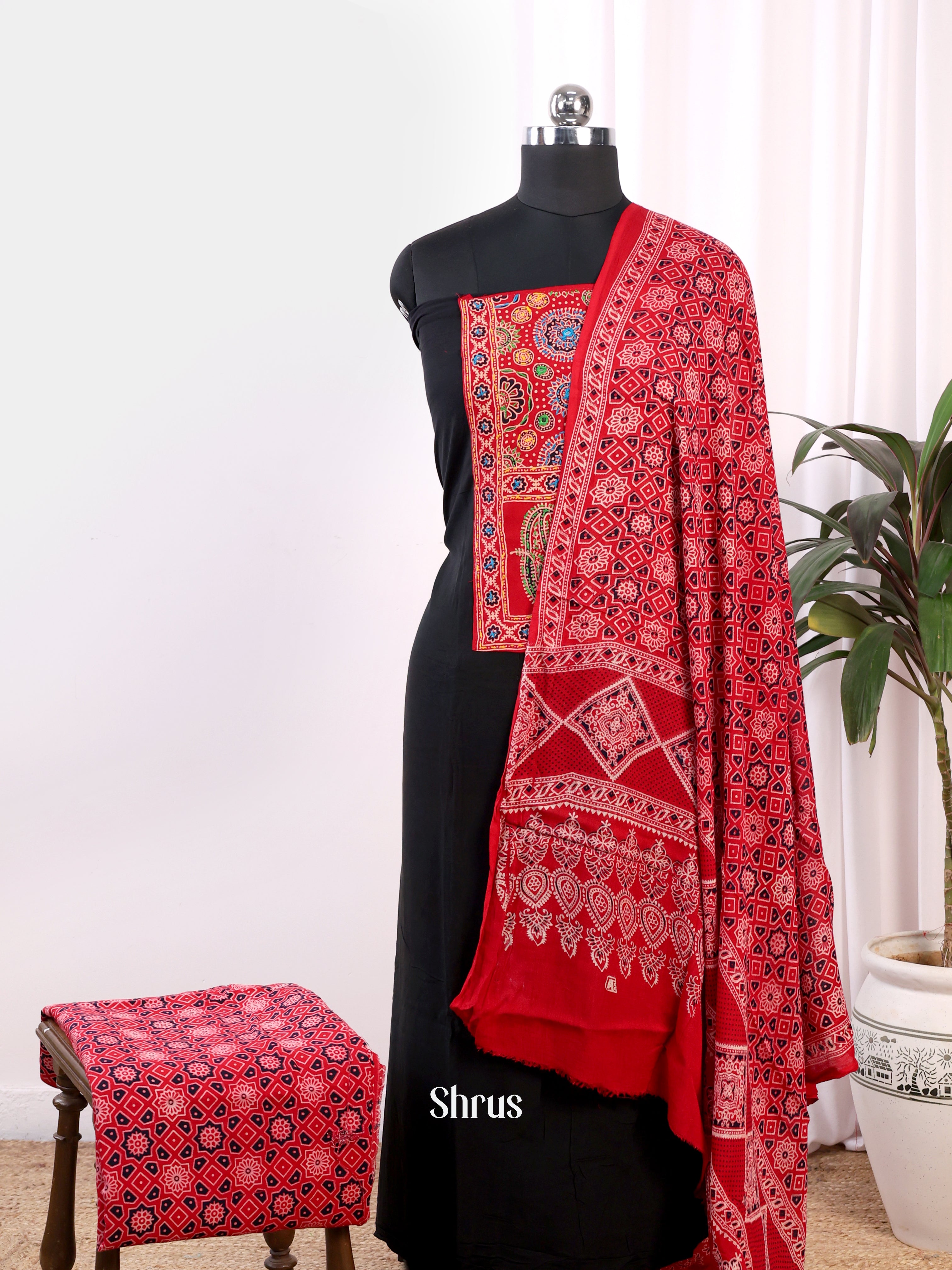 Black & Red - Ajrakh Salwar - Shop on Shrus.com