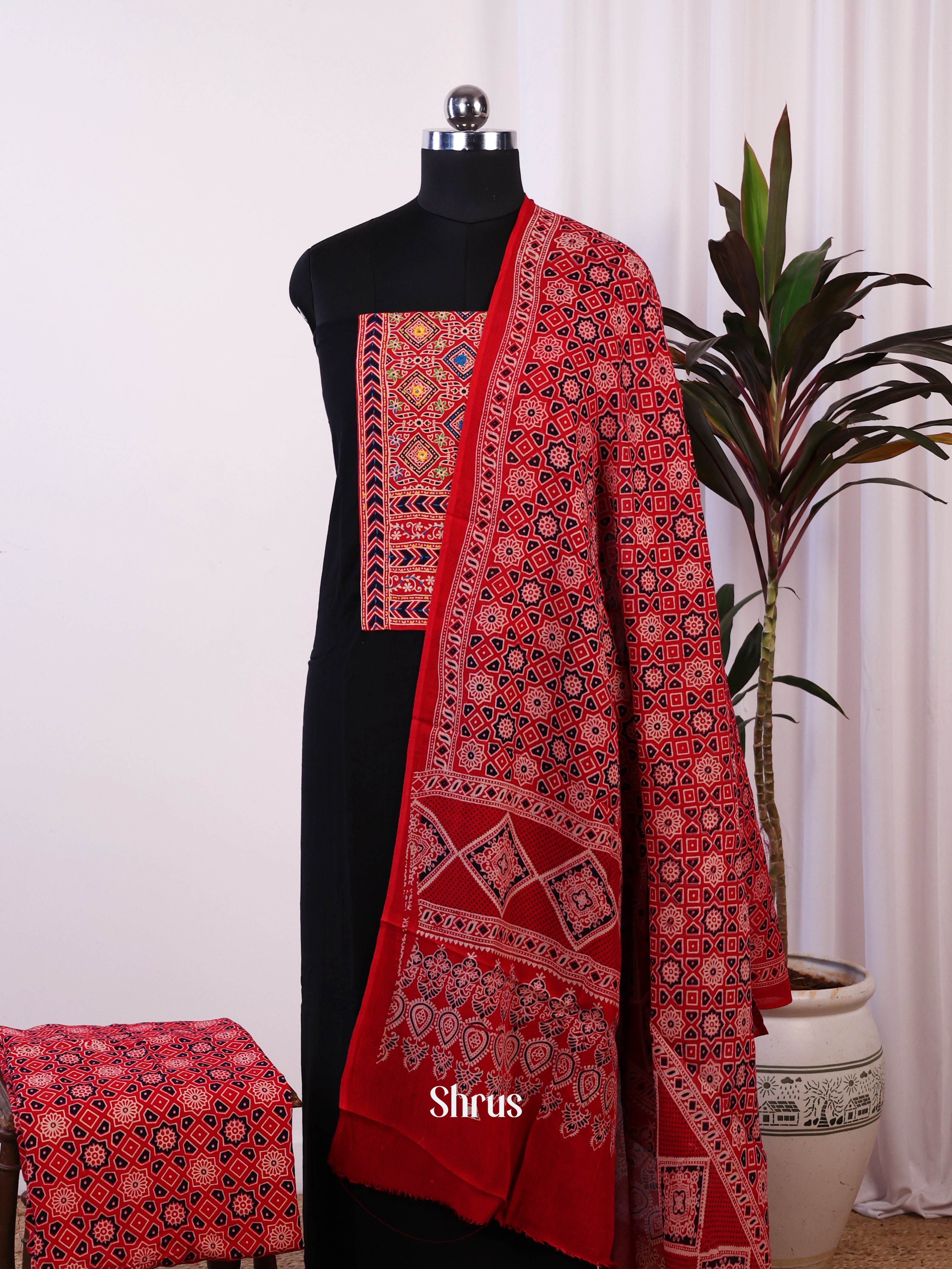 Black & Red - Ajrakh Salwar - Shop on Shrus.com