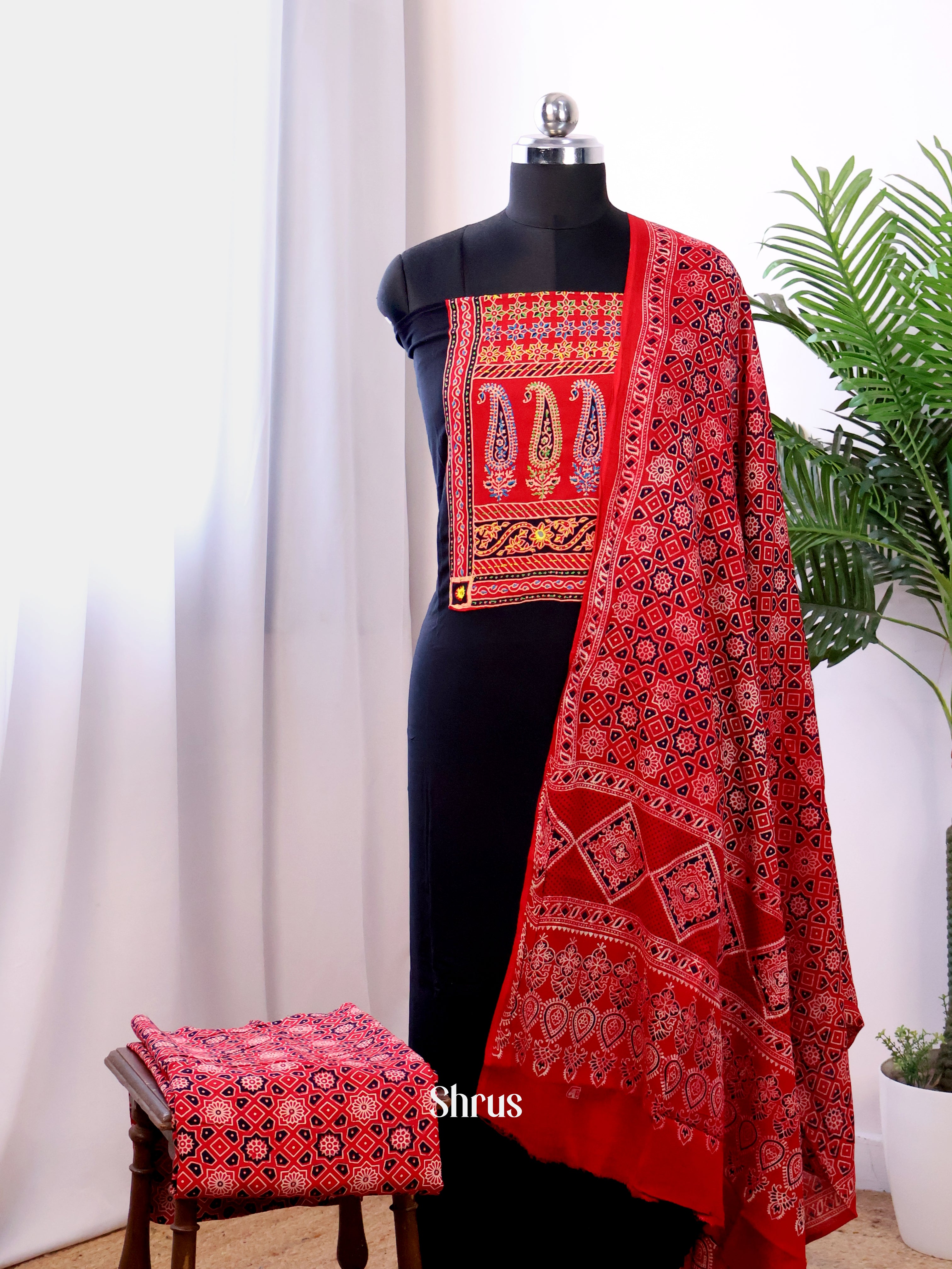 Black & Red - Ajrakh Salwar - Shop on Shrus.com
