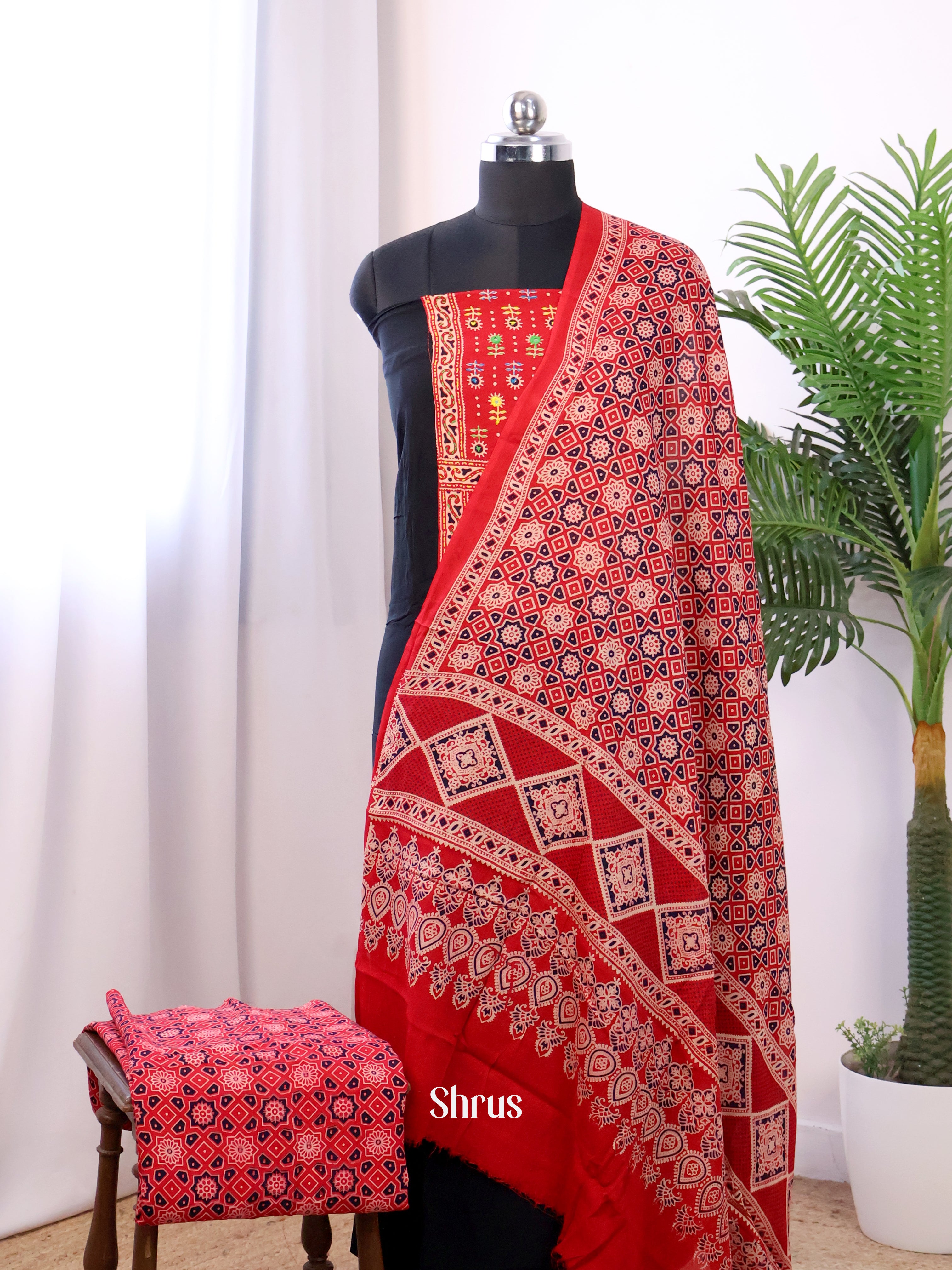 Black & Red - Ajrakh Salwar - Shop on Shrus.com