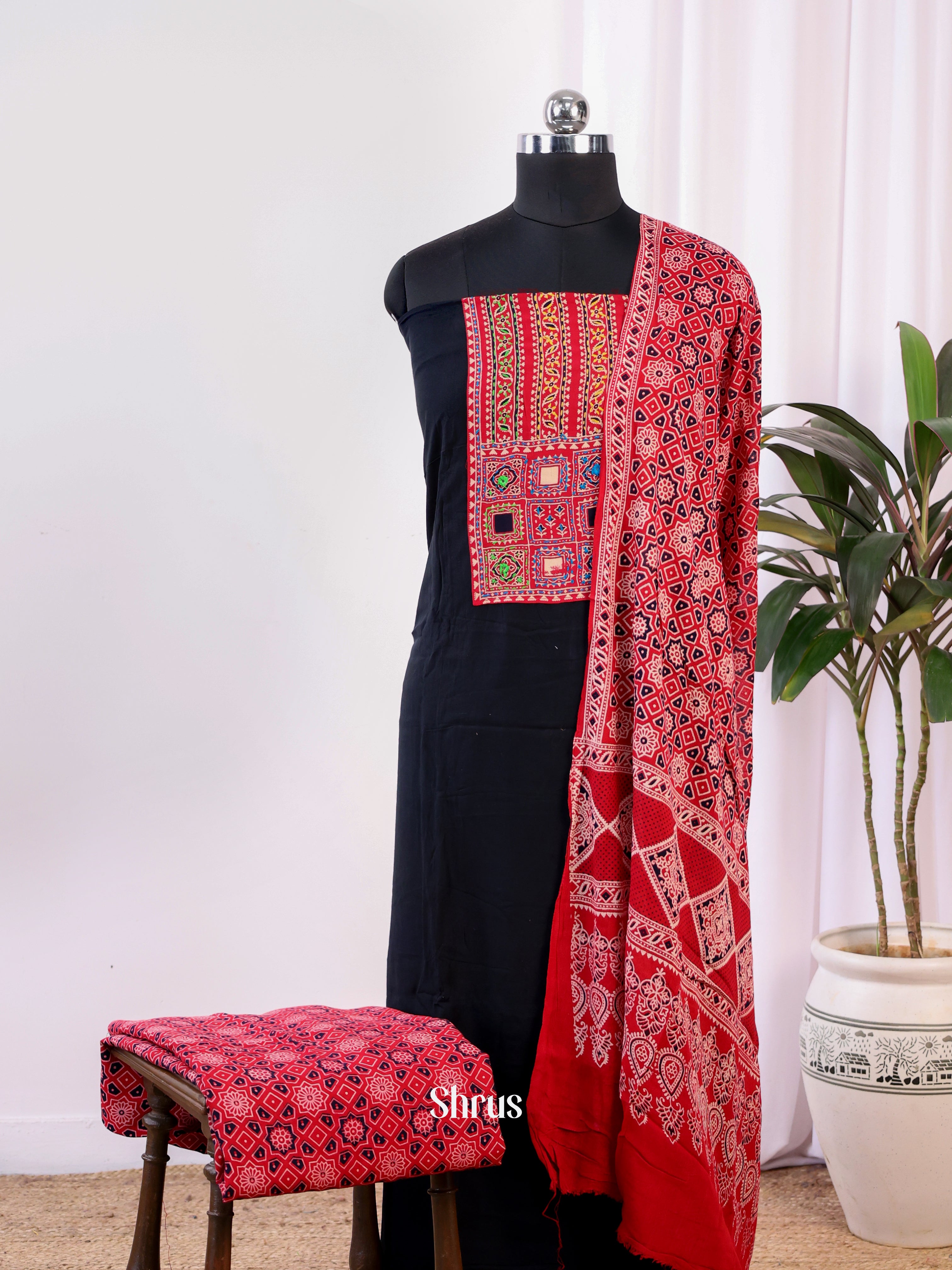 Black & Red - Ajrakh Salwar - Shop on Shrus.com