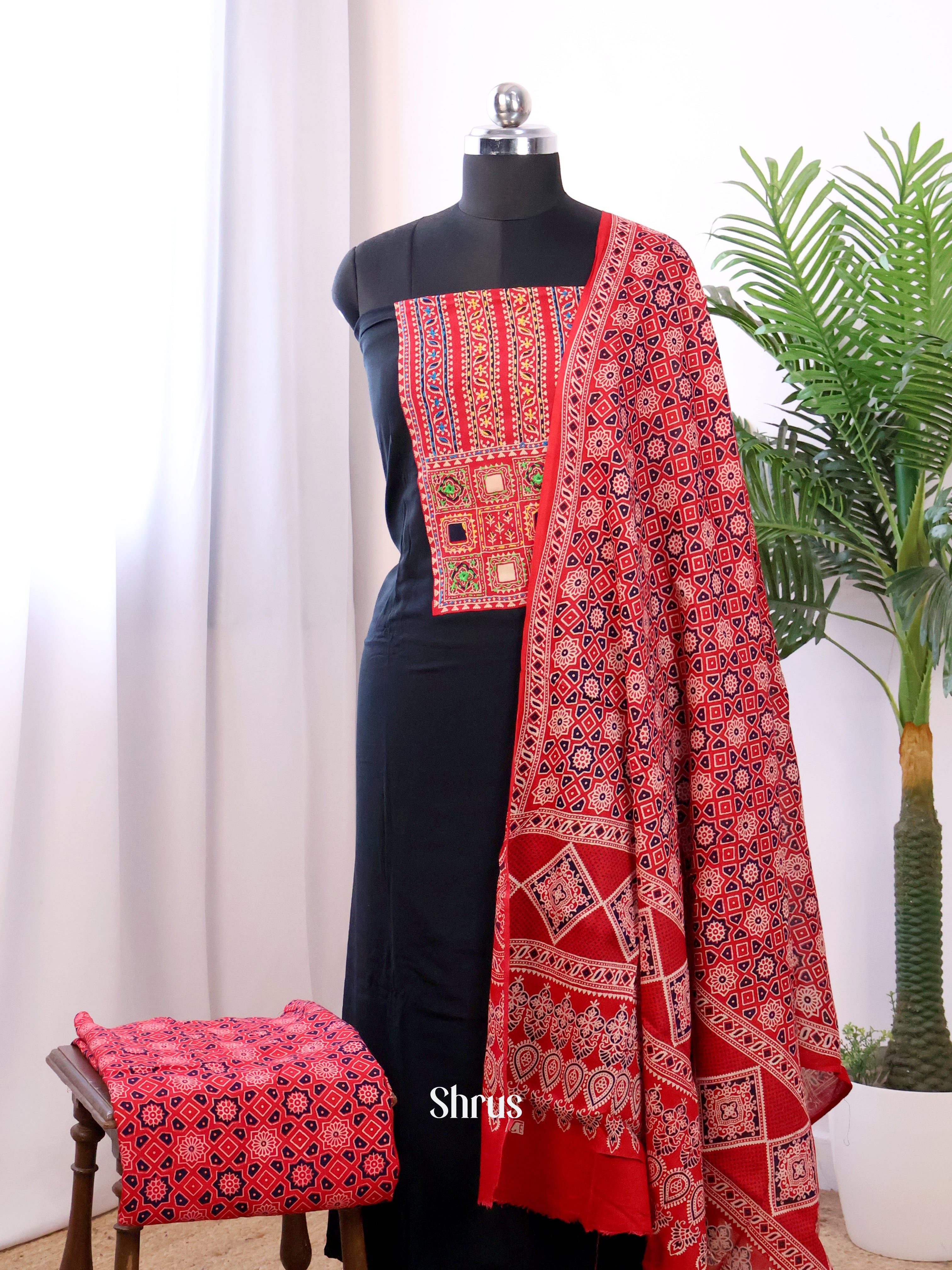 Black & Red - Ajrakh Salwar - Shop on Shrus.com