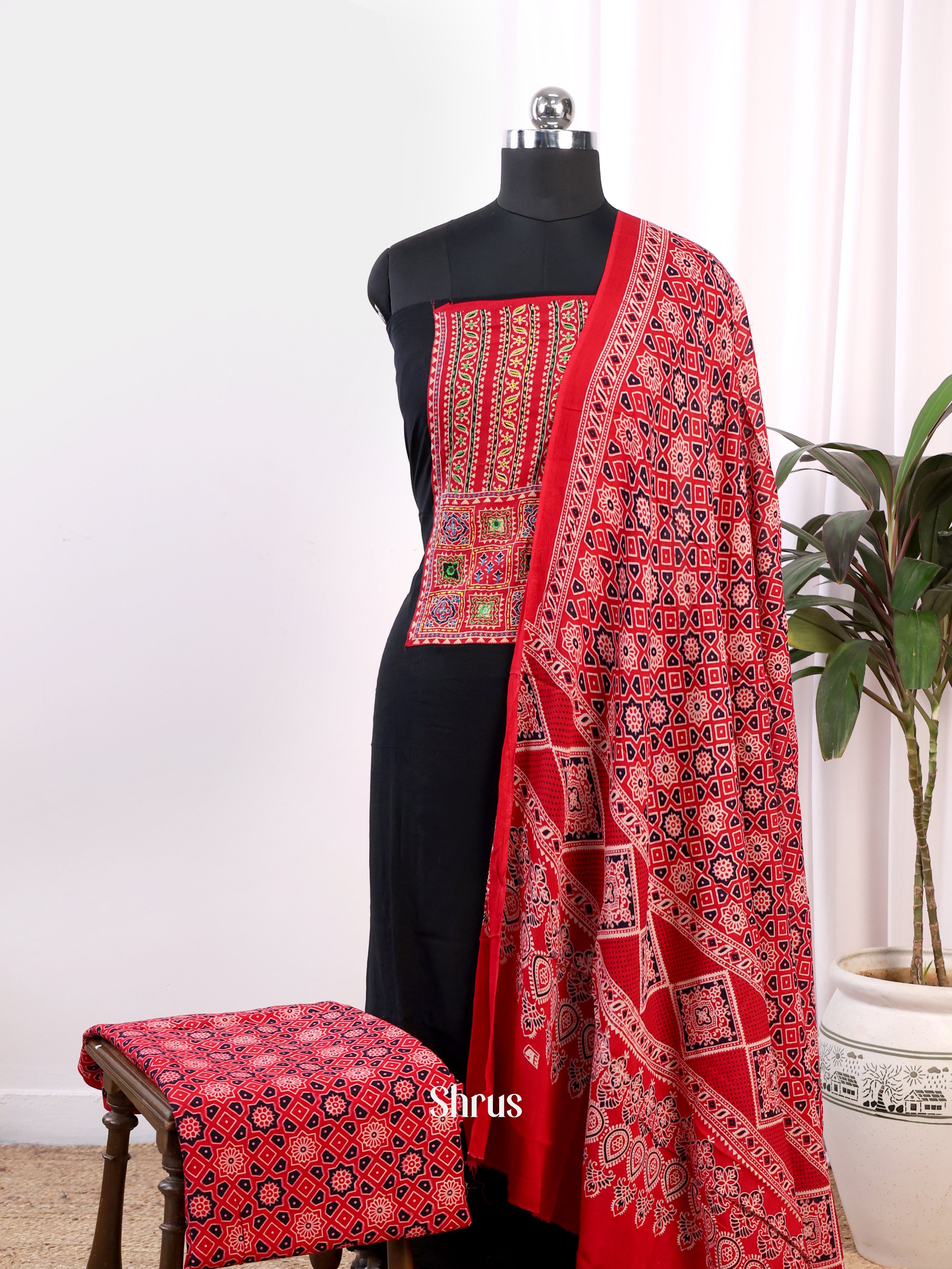 Black & Red - Ajrakh Salwar - Shop on Shrus.com