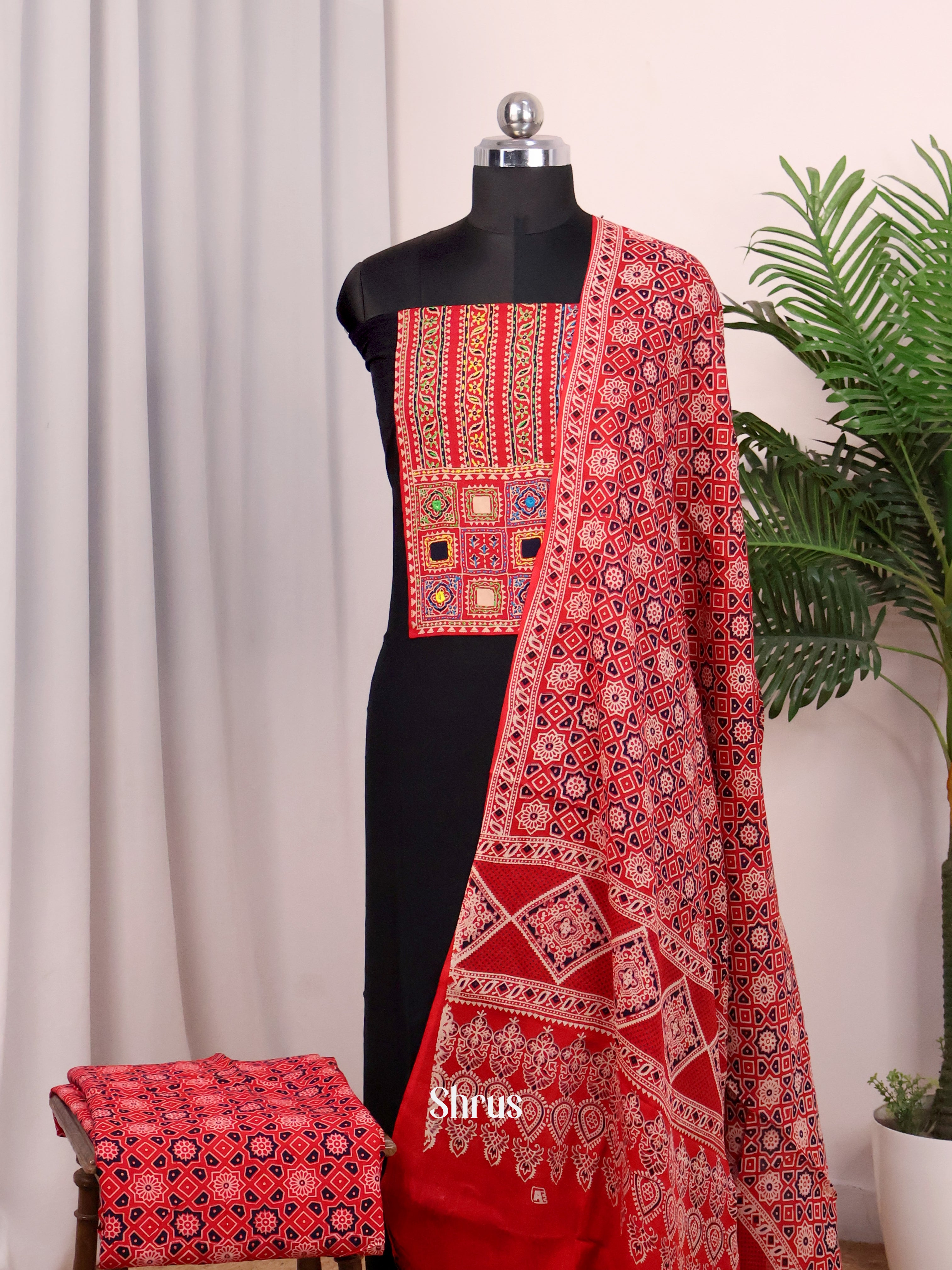 Black & Red - Ajrakh Salwar - Shop on Shrus.com