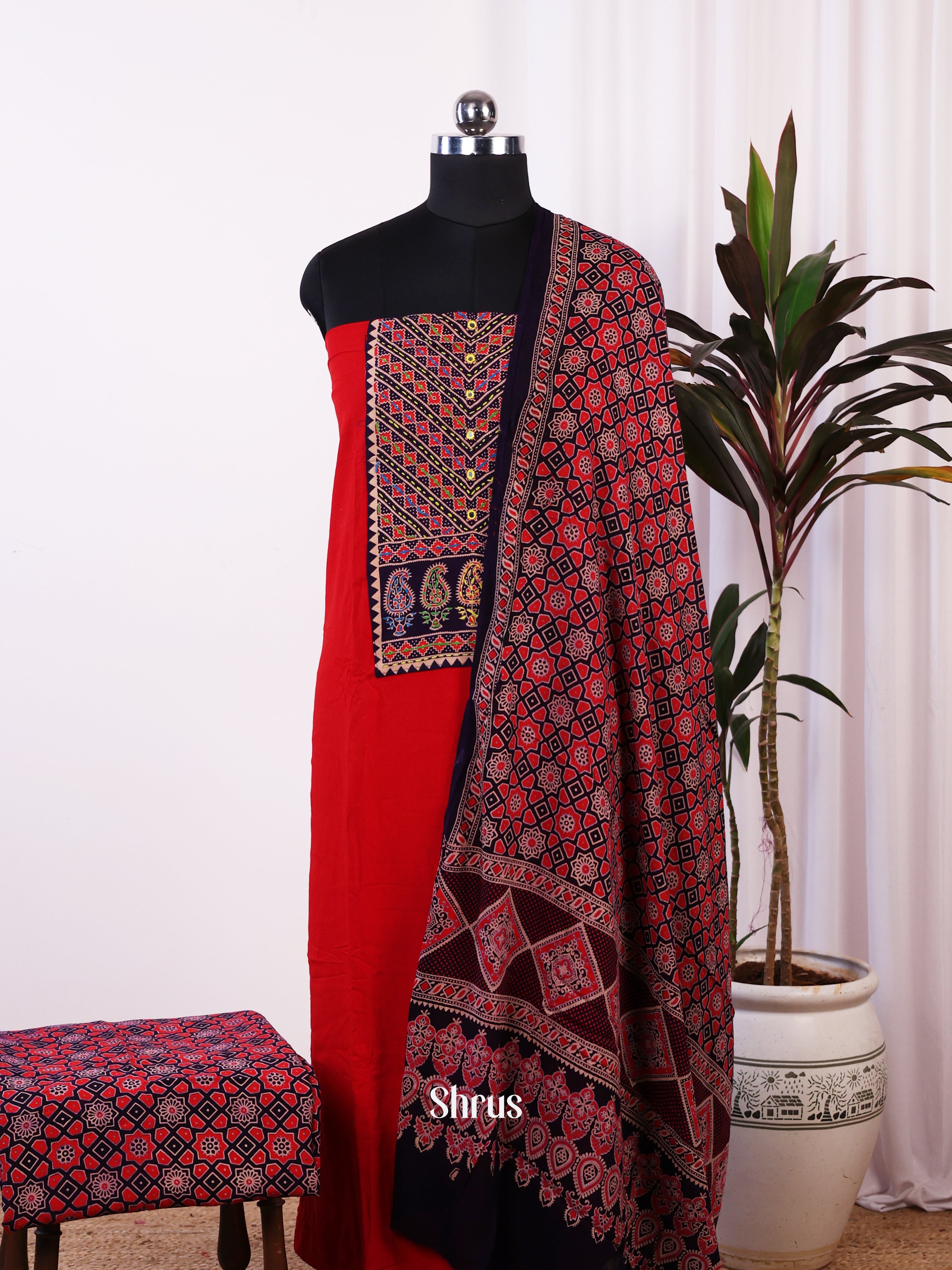 Red & Black - Ajrakh Salwar - Shop on Shrus.com