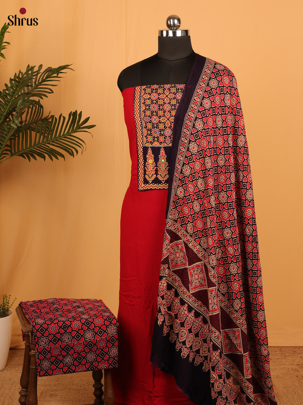 Red & Black- Ajrakh Salwar - Shop on Shrus.com