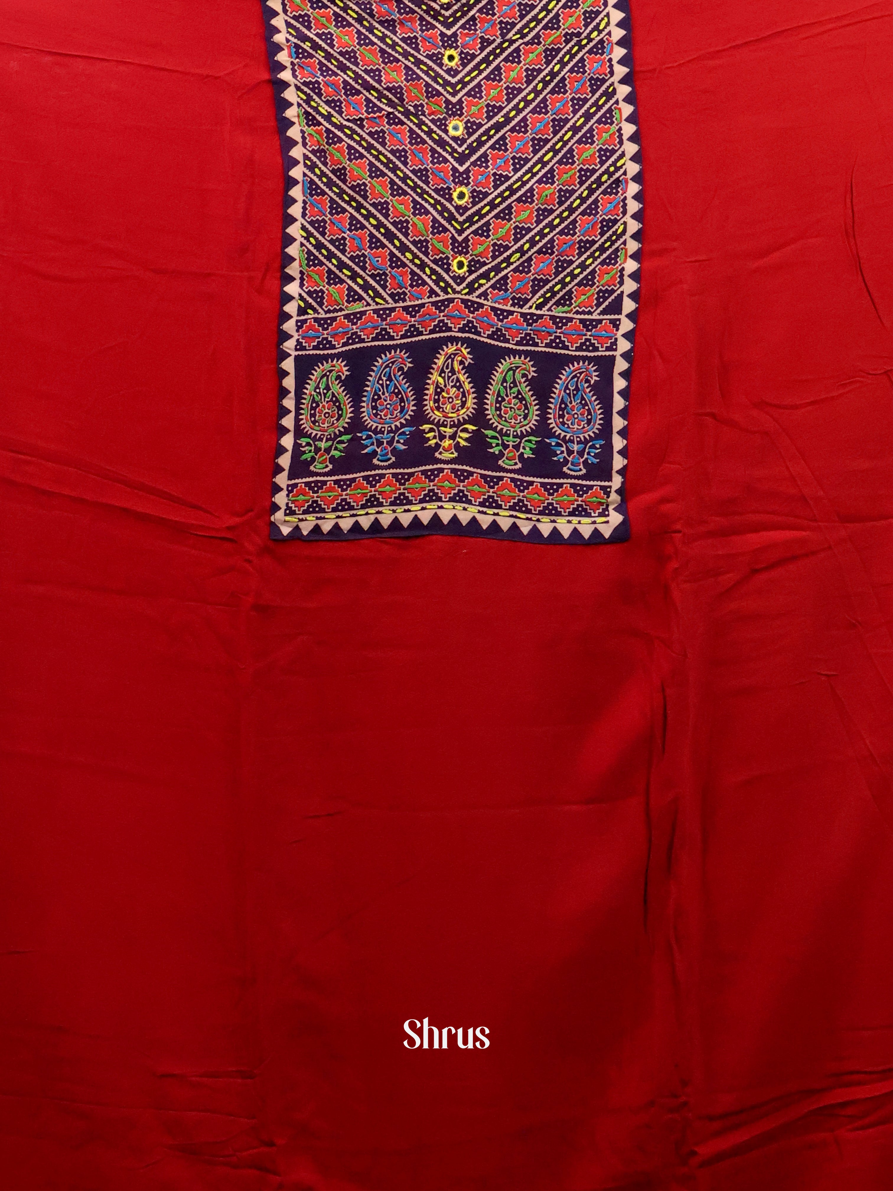 Black & Red- Ajrakh Salwar suit Top Bottom & Dupatta - CJS07224 - Shop on Shrus.com