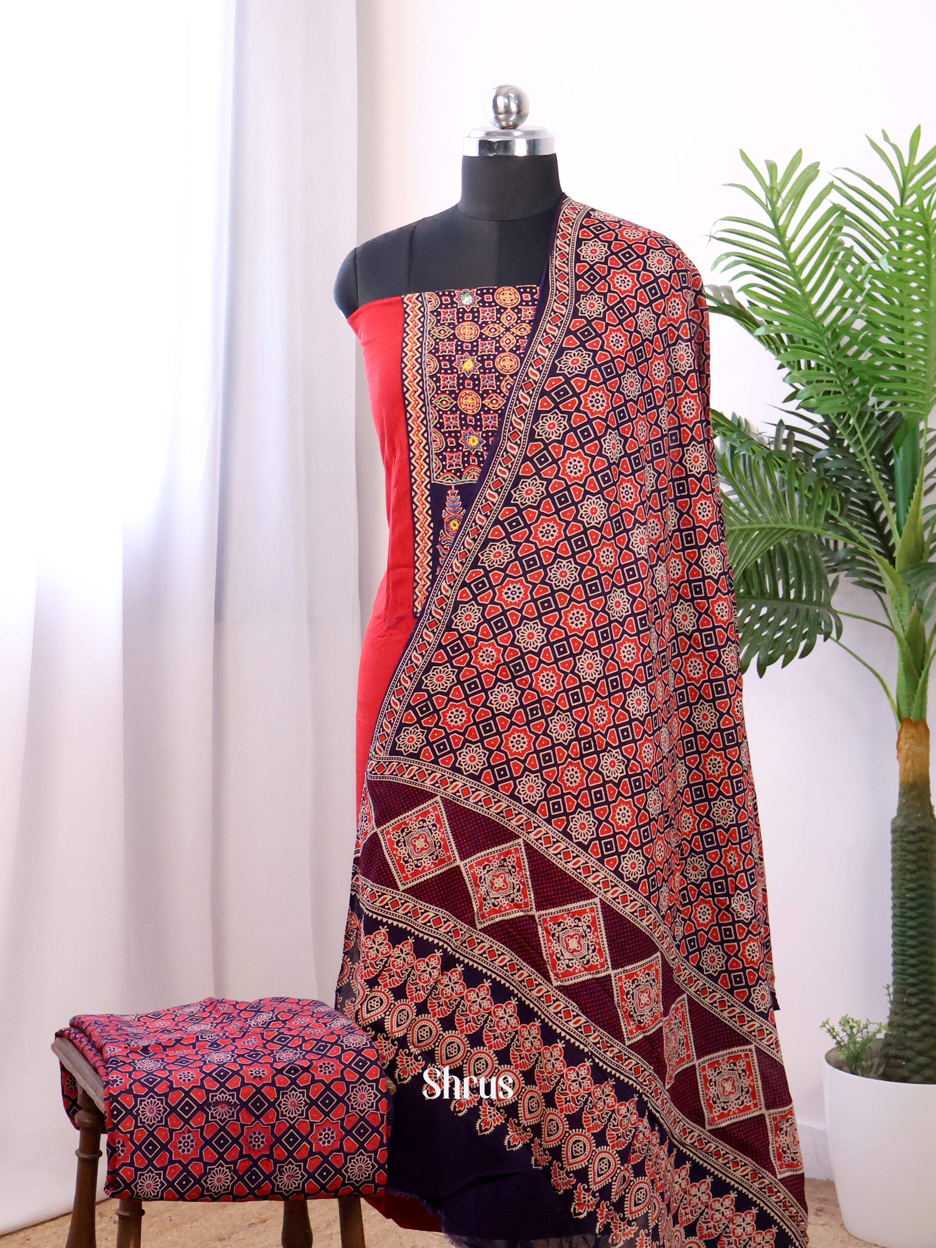 Red & Black - Ajrakh Salwar - Shop on Shrus.com