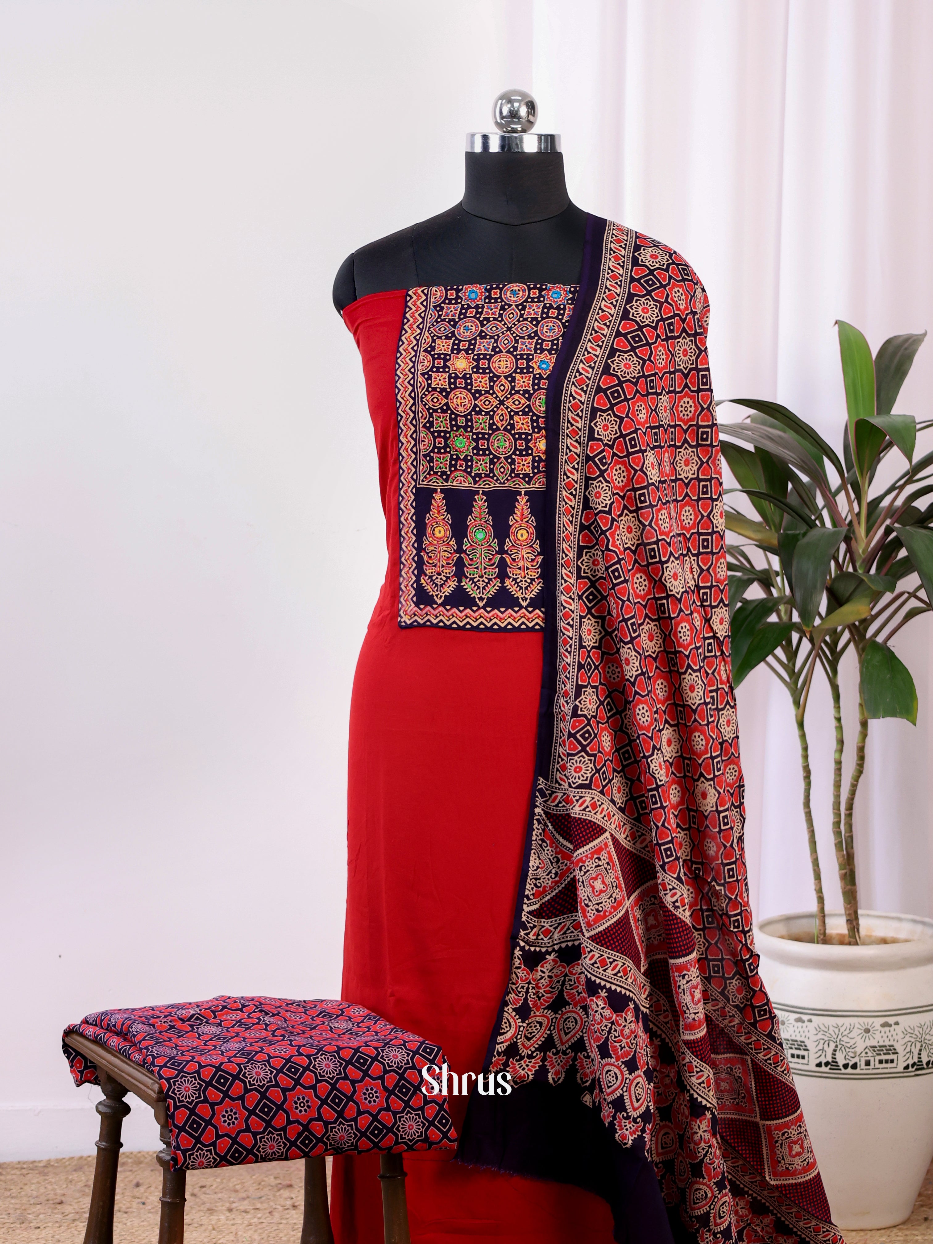 Red & Black - Ajrakh Salwar - Shop on Shrus.com