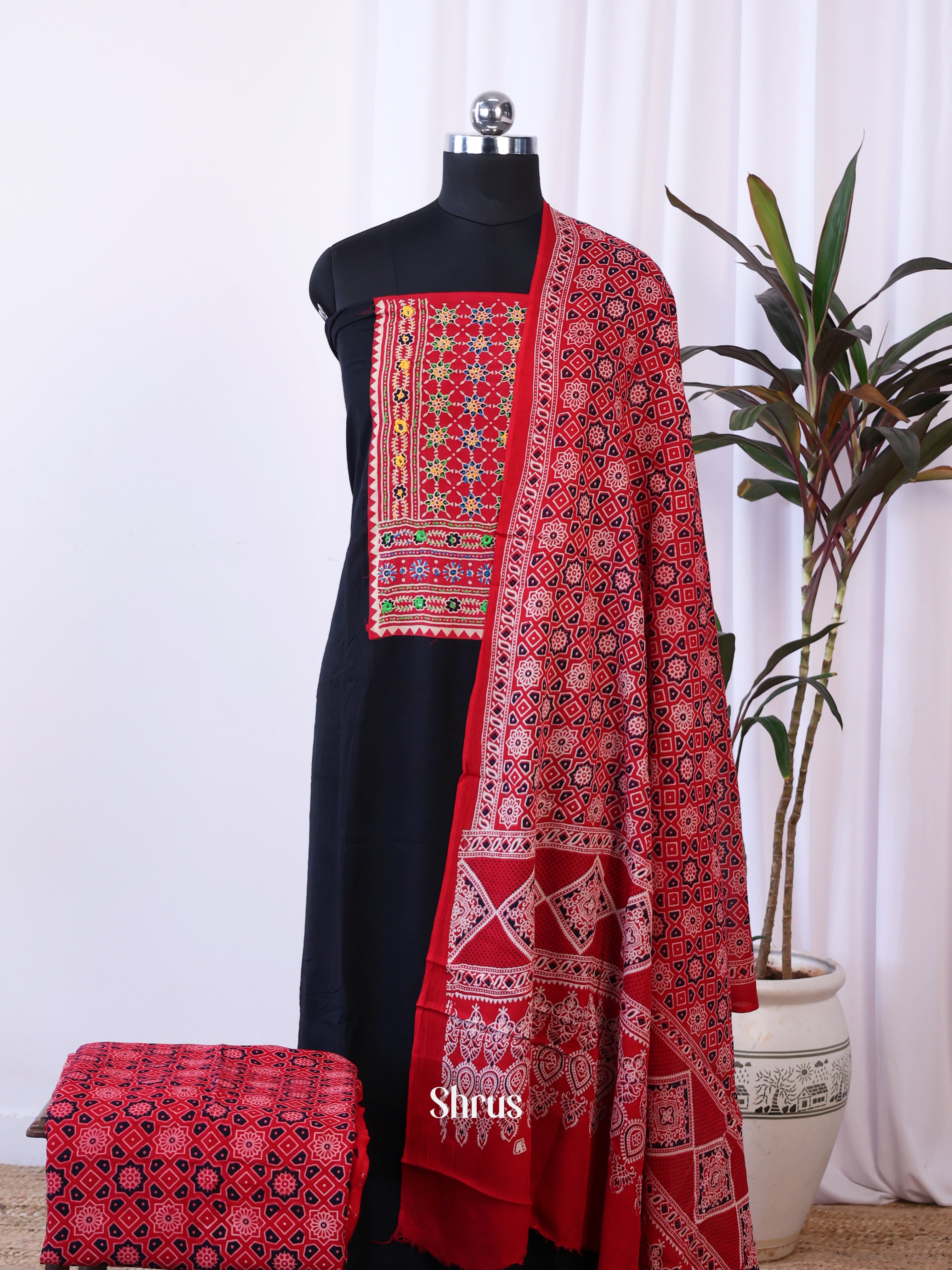 Black & Red- Ajrakh Salwar - Shop on Shrus.com
