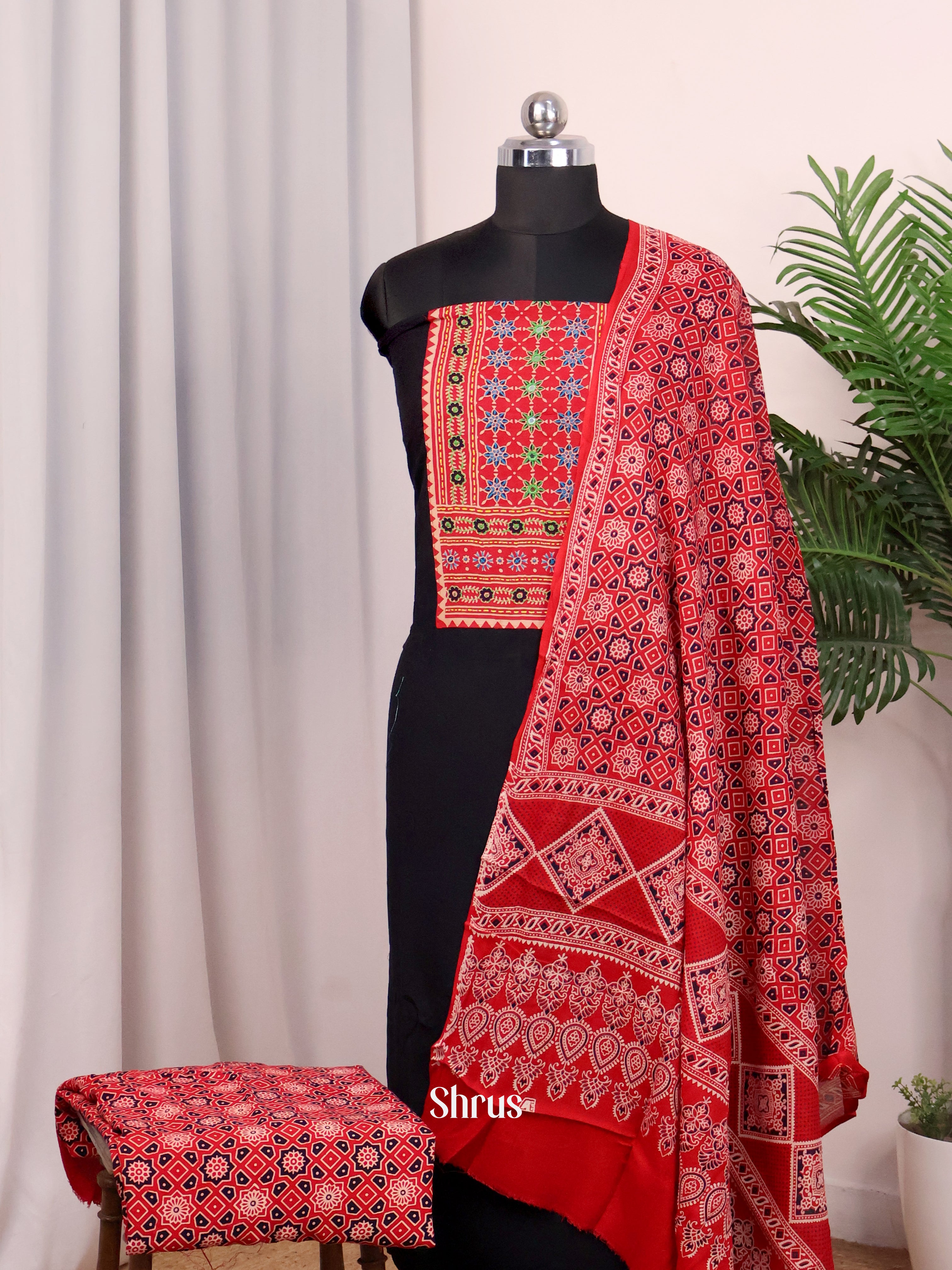 Black & Red - Ajrakh Salwar - Shop on Shrus.com