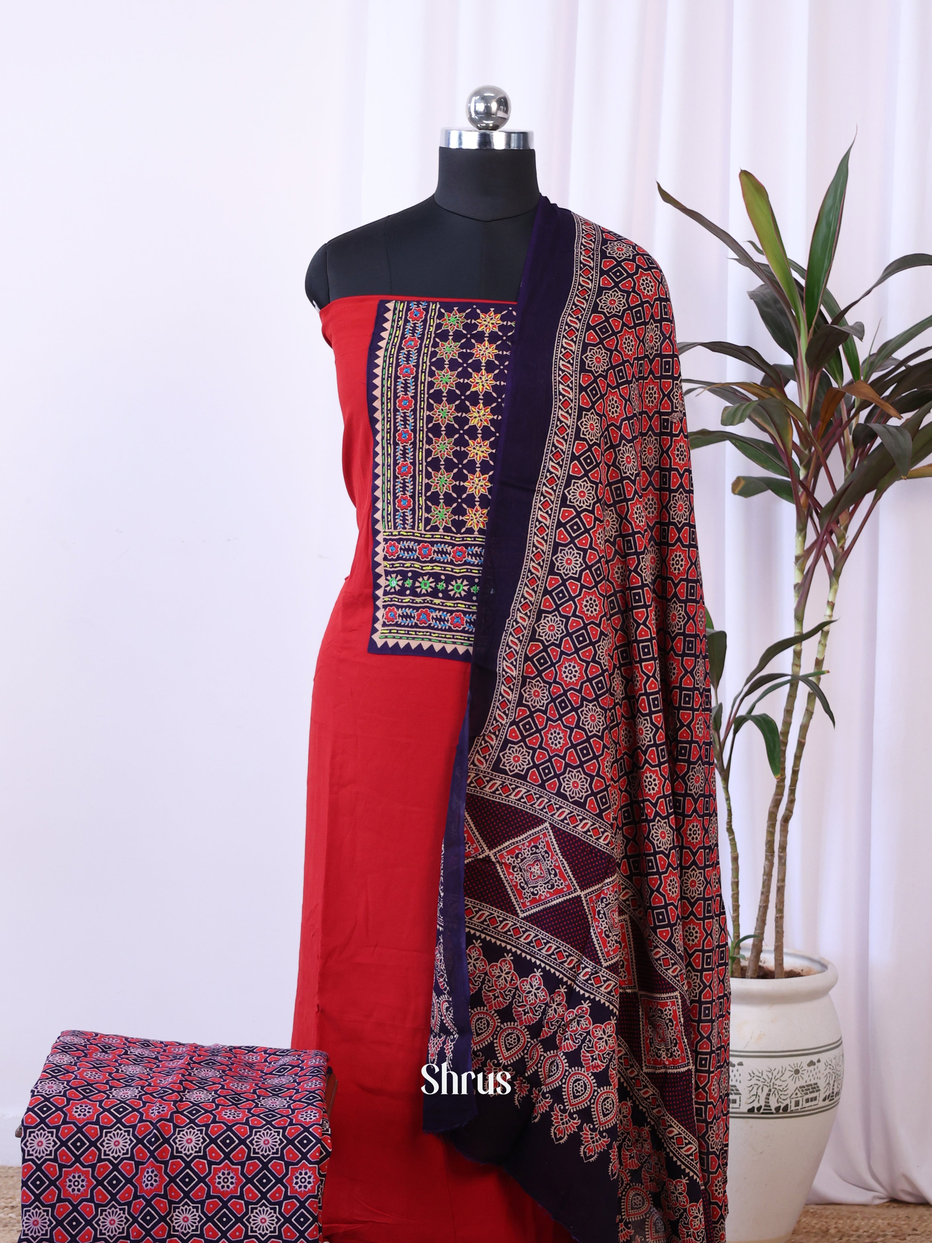 Red & Black - Ajrakh Salwar - Shop on Shrus.com