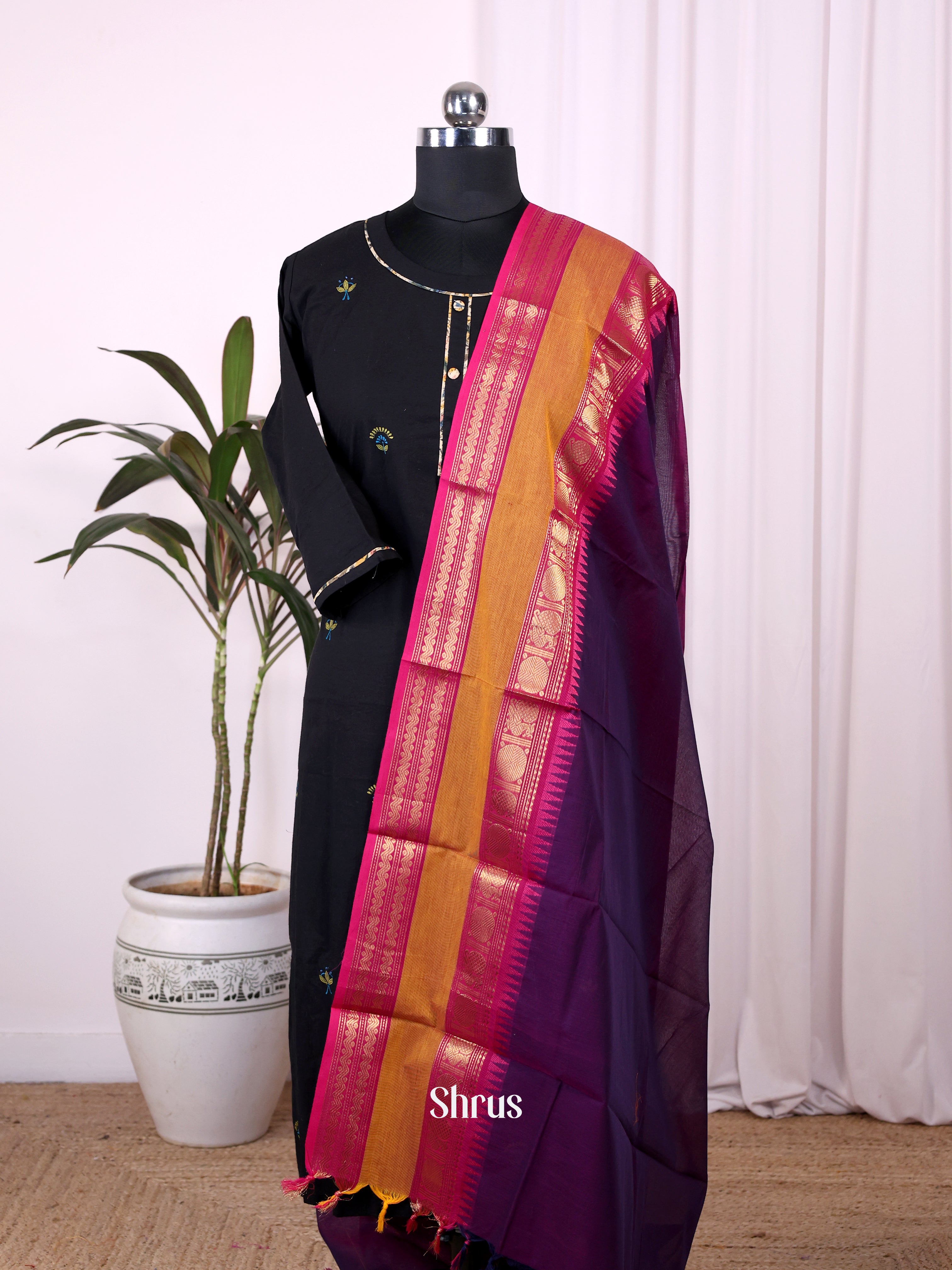 Purple & Pink- Dupatta - Shop on Shrus.com