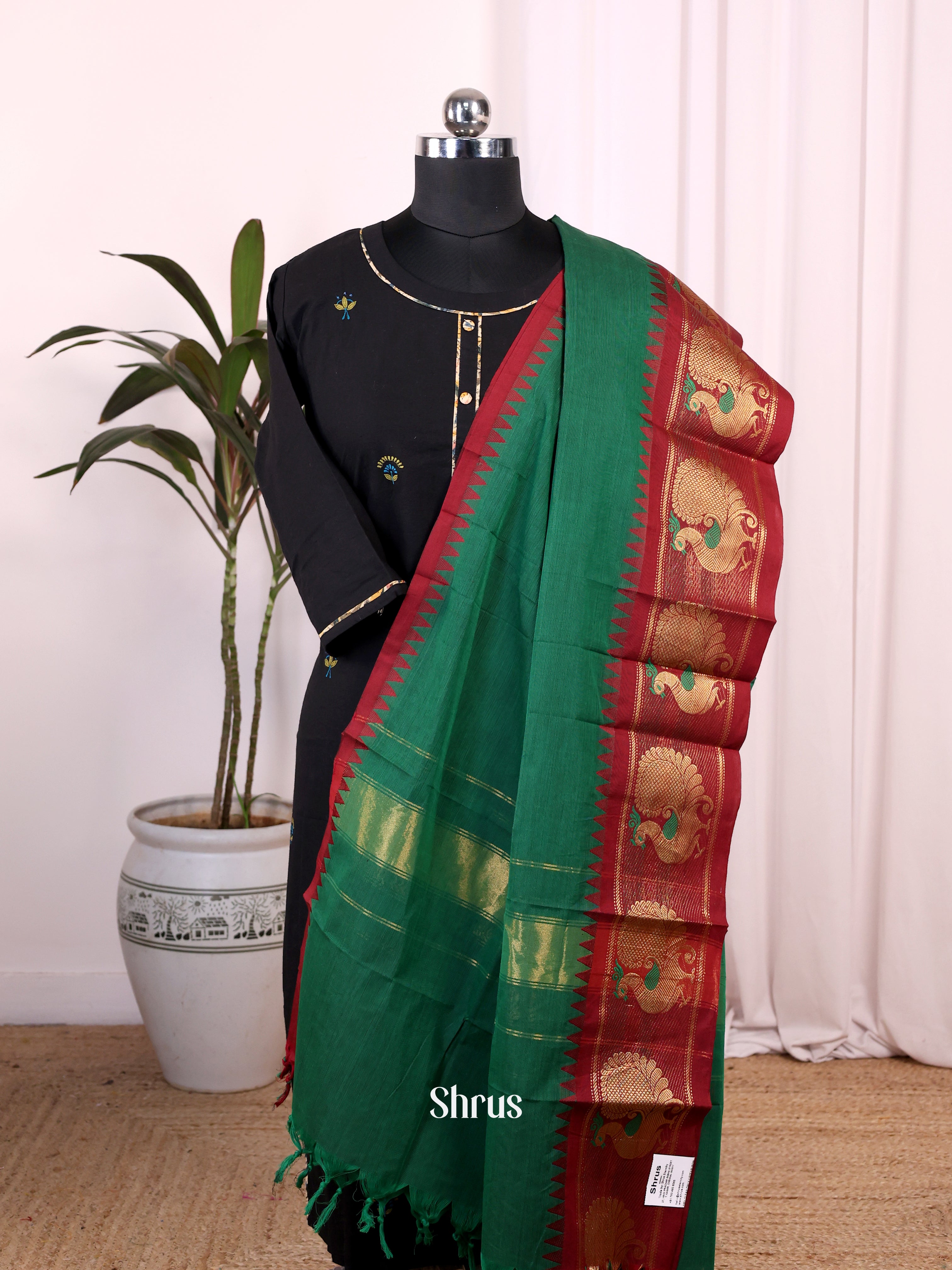 Green & Maroon- Dupatta - Shop on Shrus.com