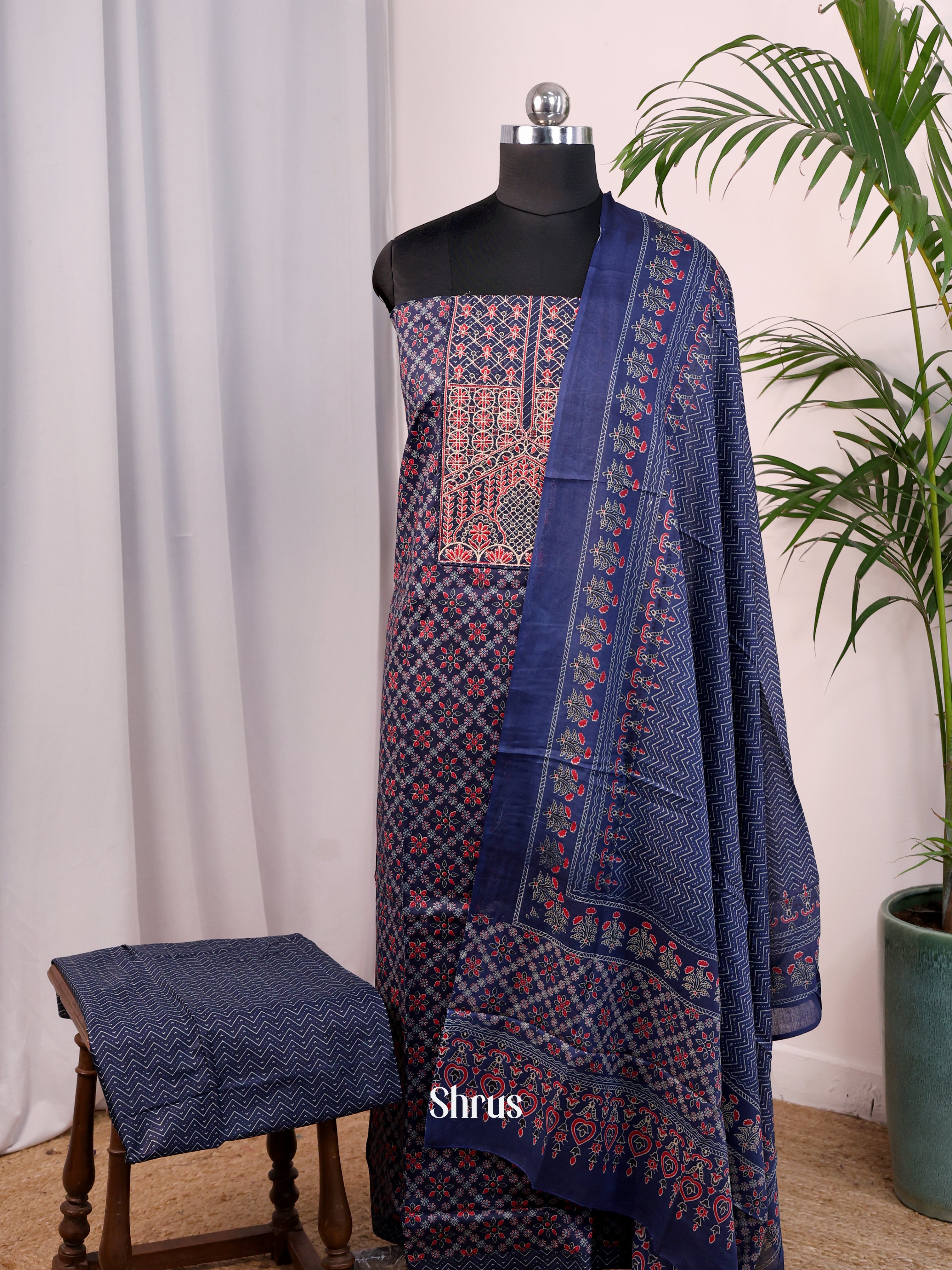 Blue- Cotton salwar - Shop on Shrus.com