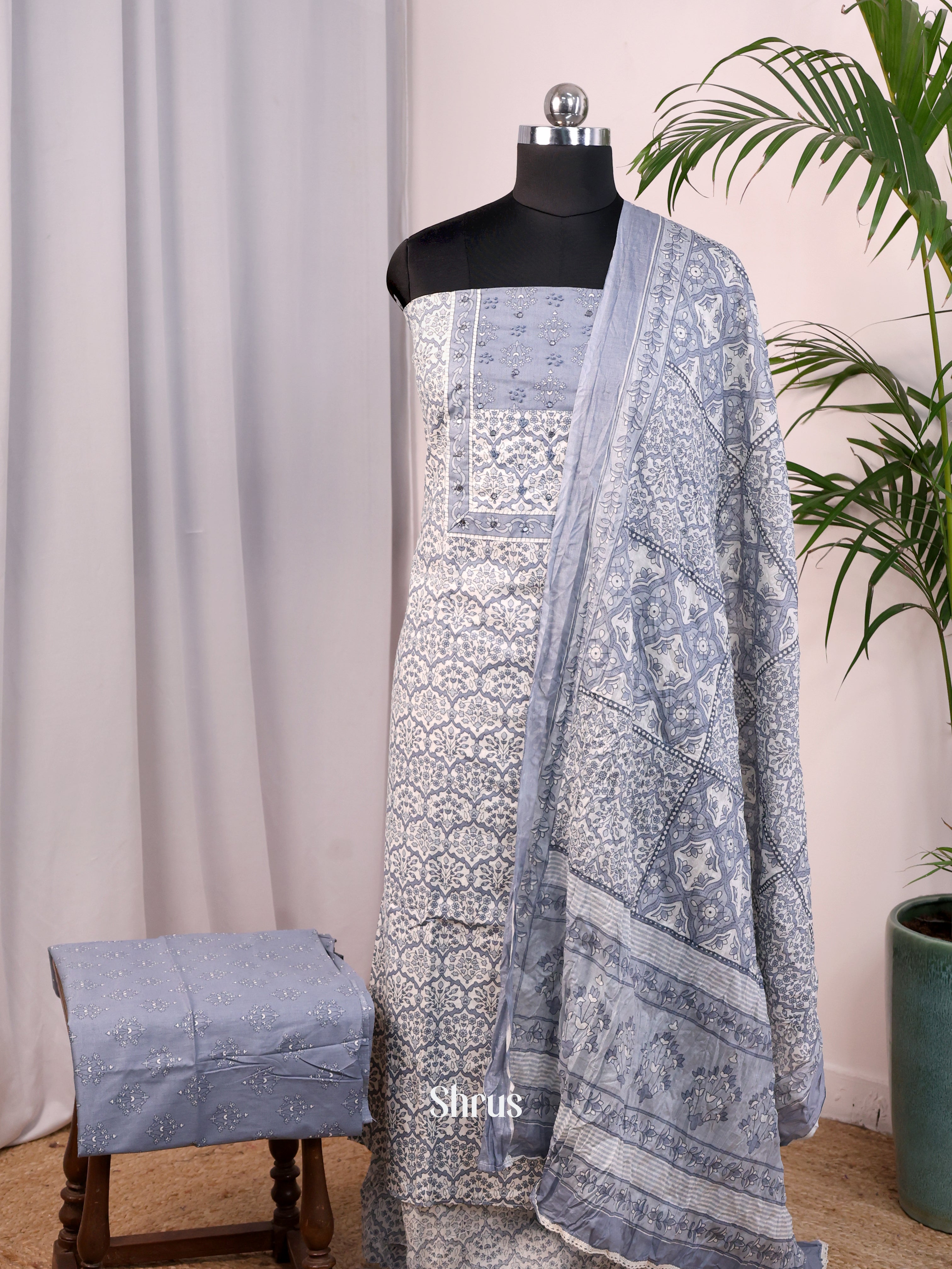 Grey- Cotton salwar - Shop on Shrus.com