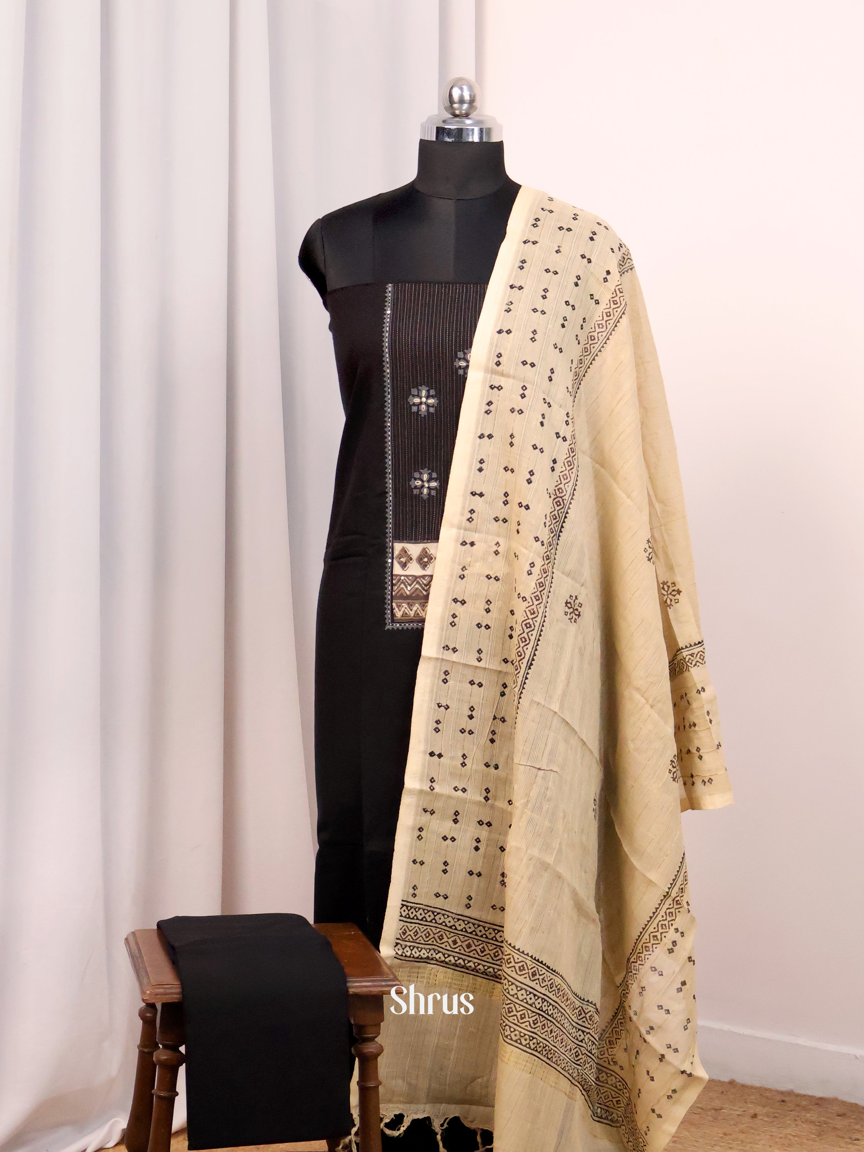 Black & Cream- Cotton salwar - Shop on Shrus.com