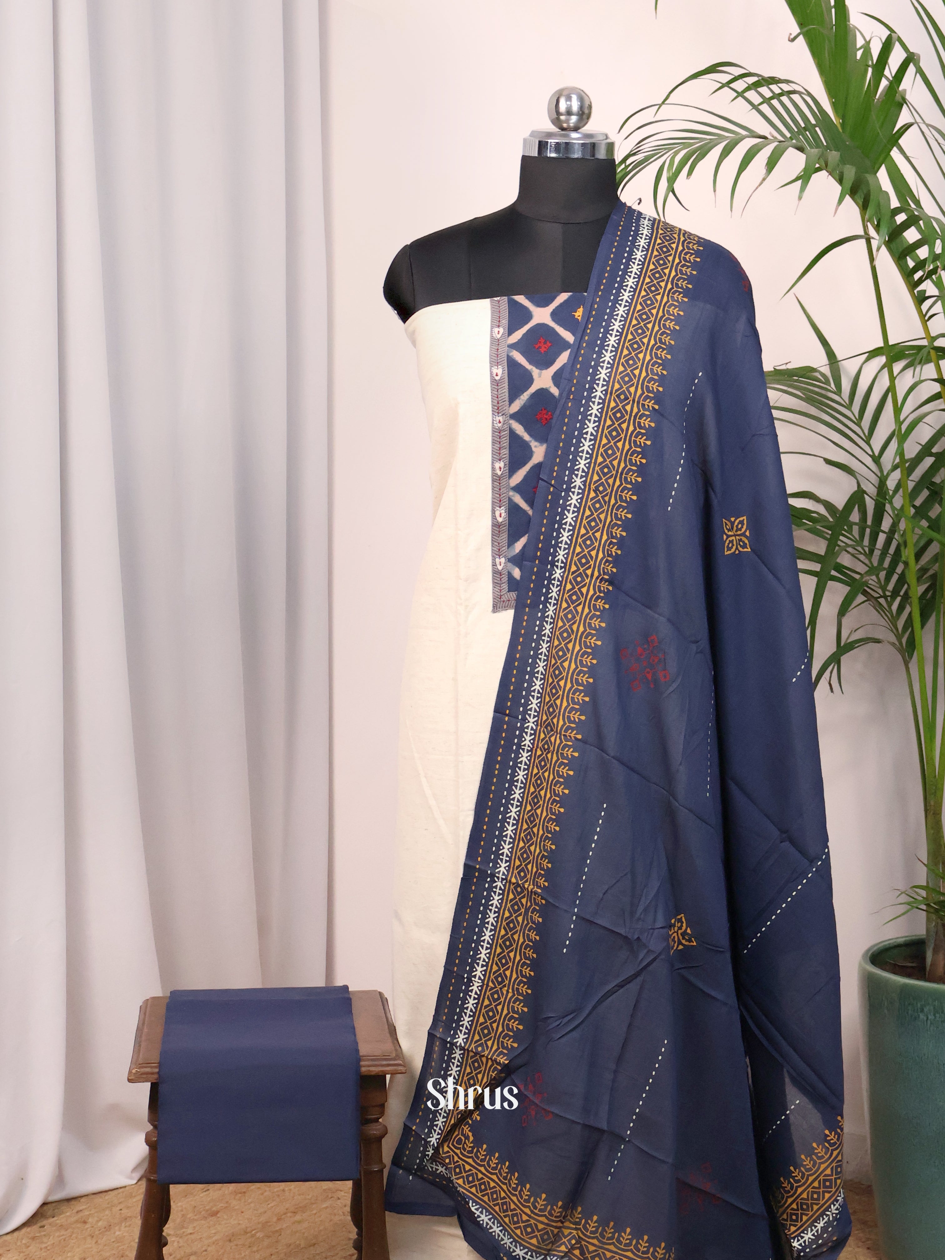 White & Blue - Cotton salwar - Shop on Shrus.com