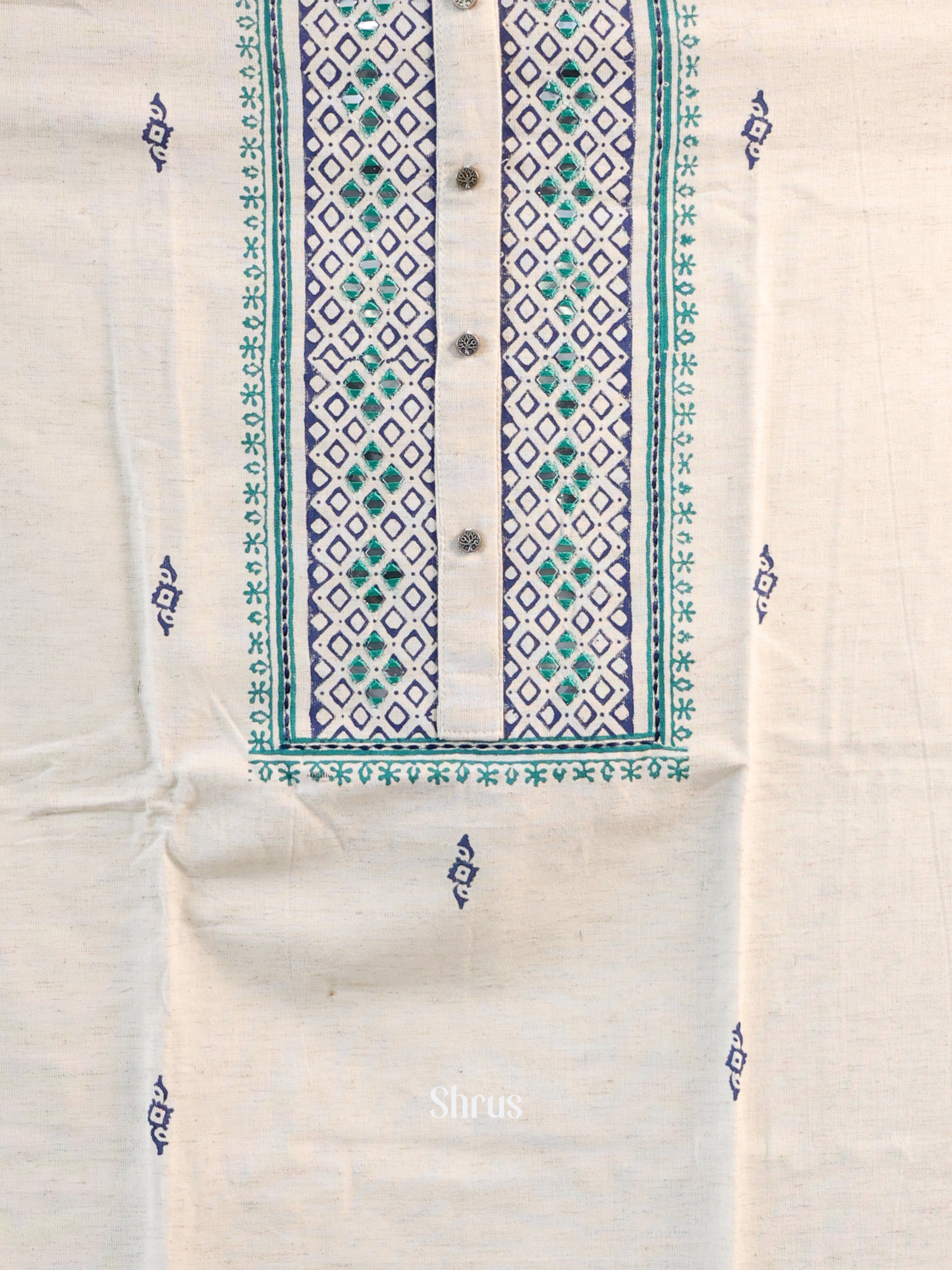 Off White & Blue - Cotton salwar - Shop on Shrus.com