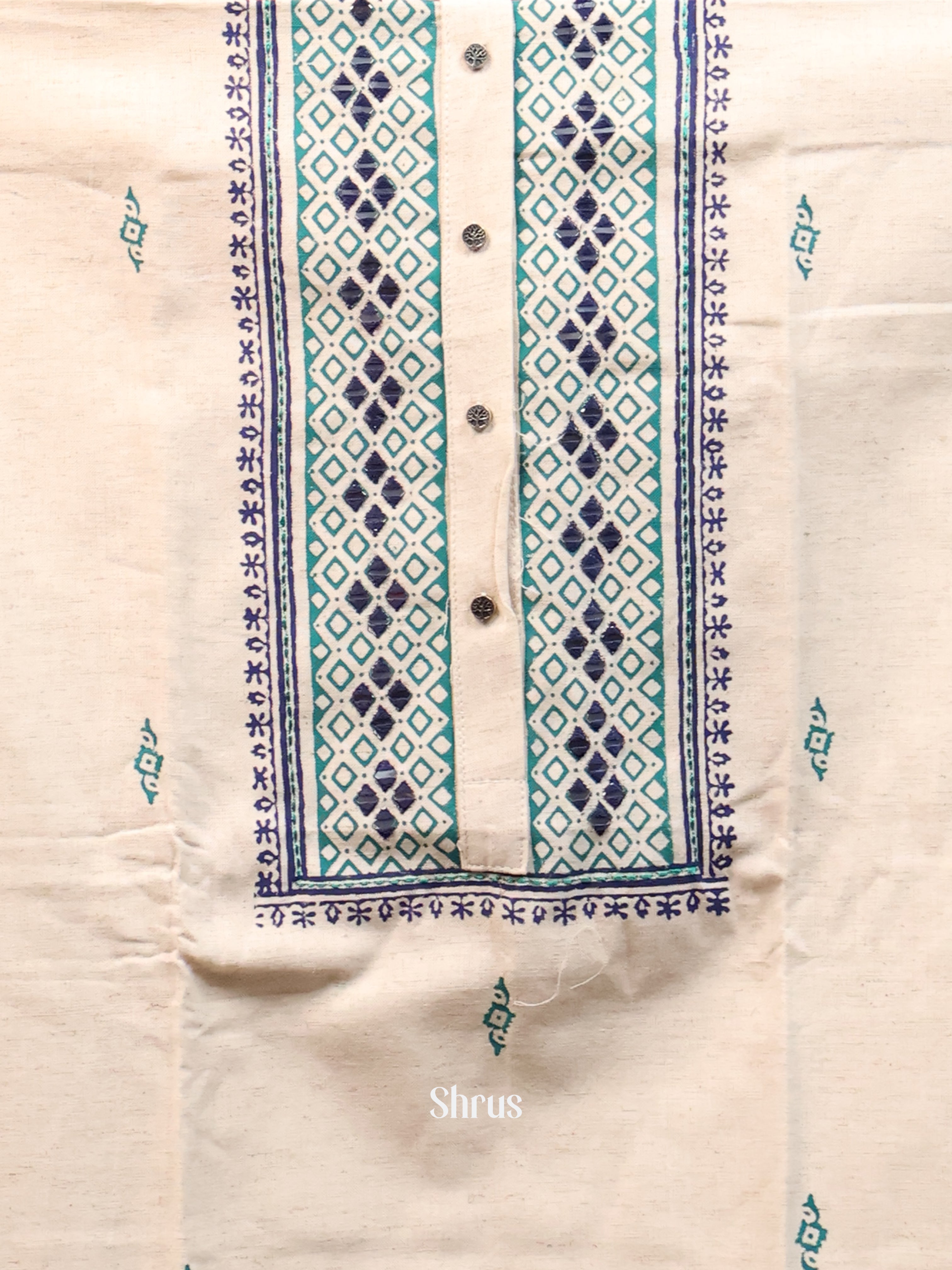 Off White & Green - Cotton salwar - Shop on Shrus.com