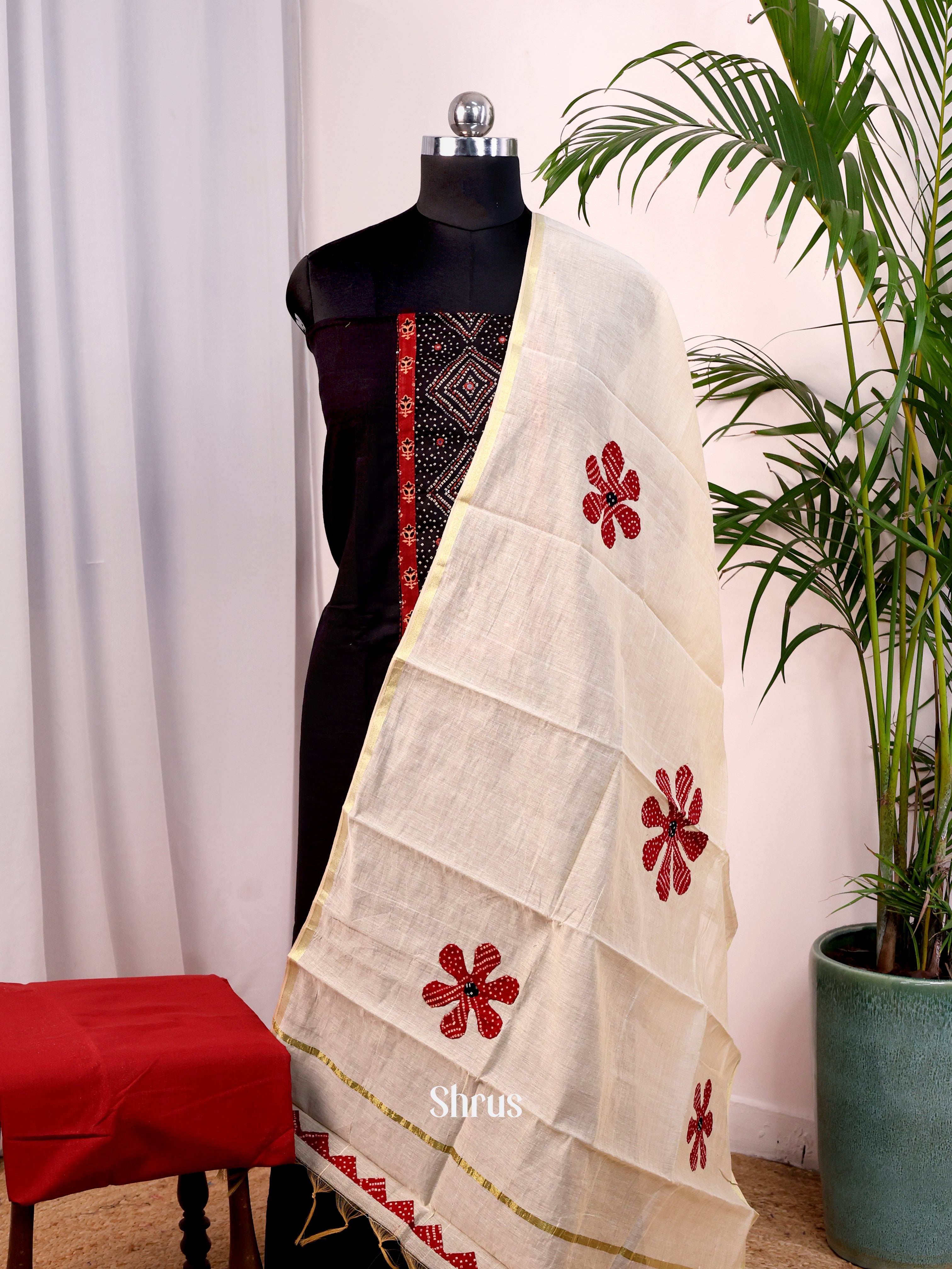 Black & Red- Cotton salwar - Shop on Shrus.com