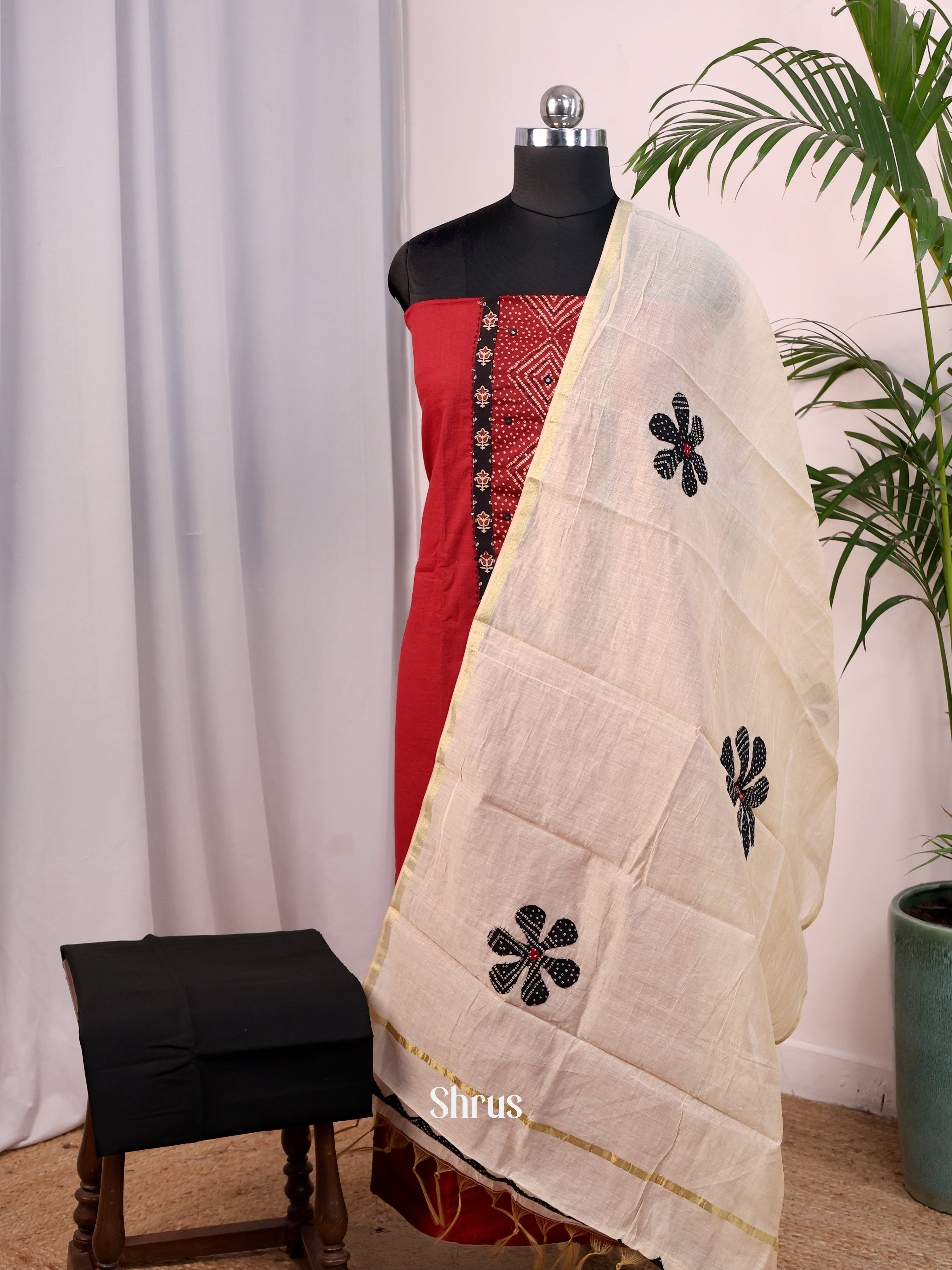 Red & Black- Cotton salwar - Shop on Shrus.com