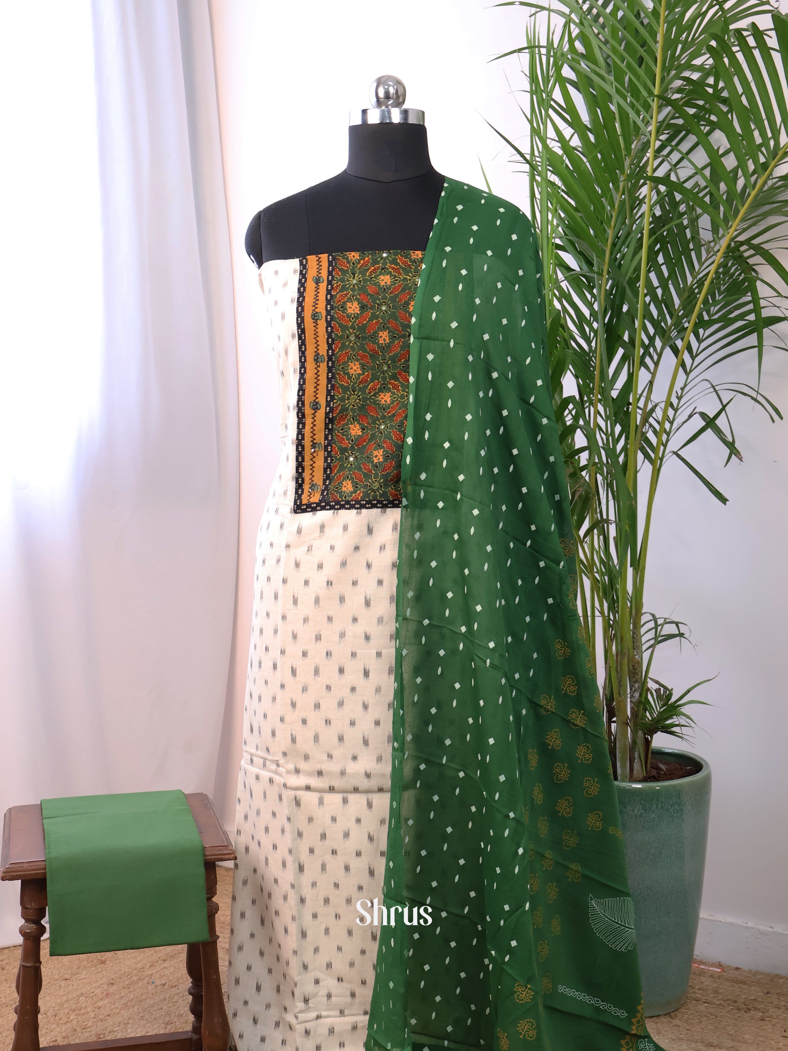 White & Green- Cotton salwar - Shop on Shrus.com