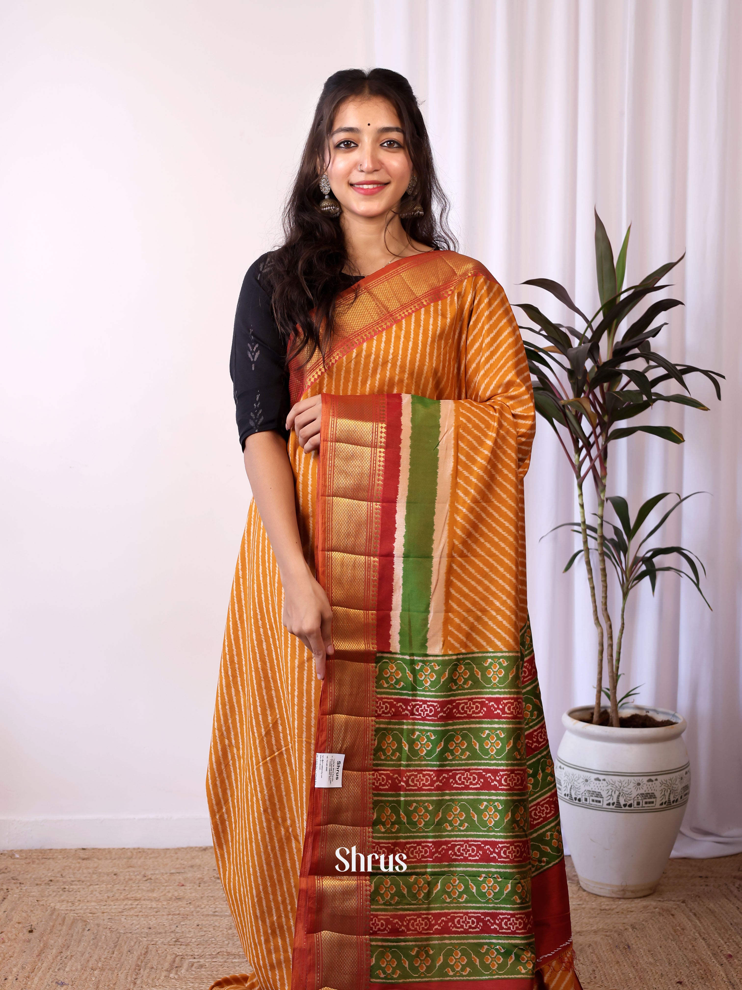 Orange & Red- Semi patola saree - Shop on Shrus.com