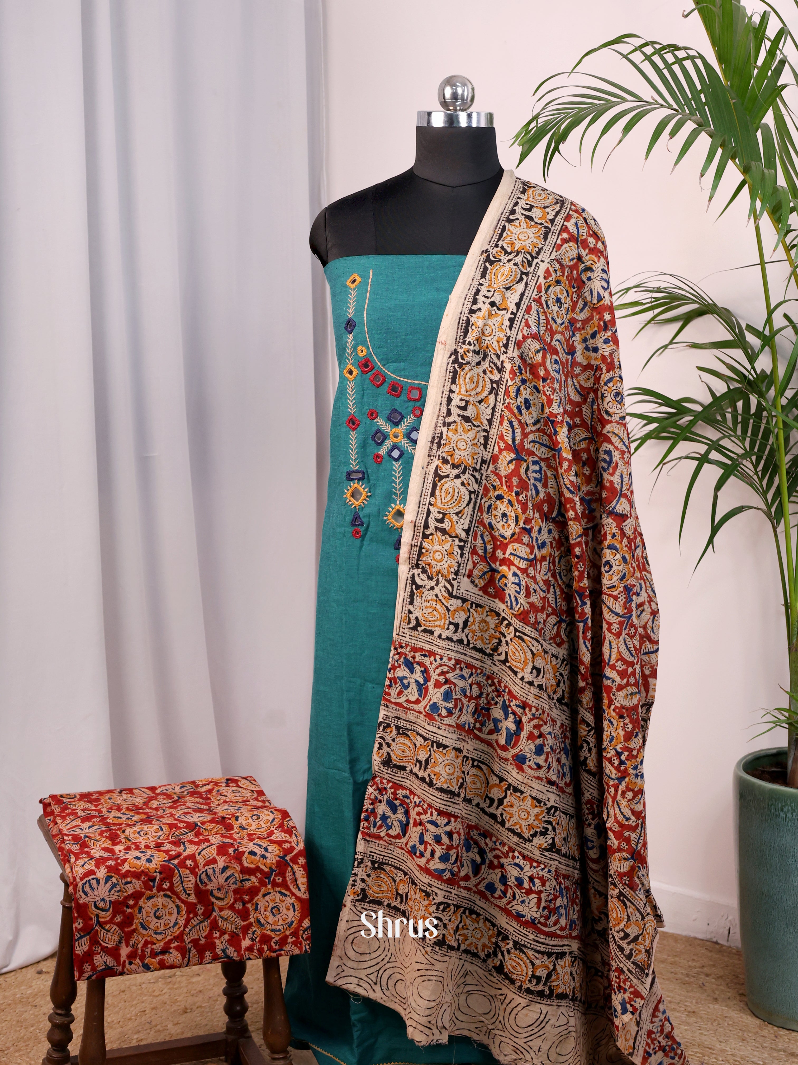 Blue & Red- Cotton salwar - Shop on Shrus.com